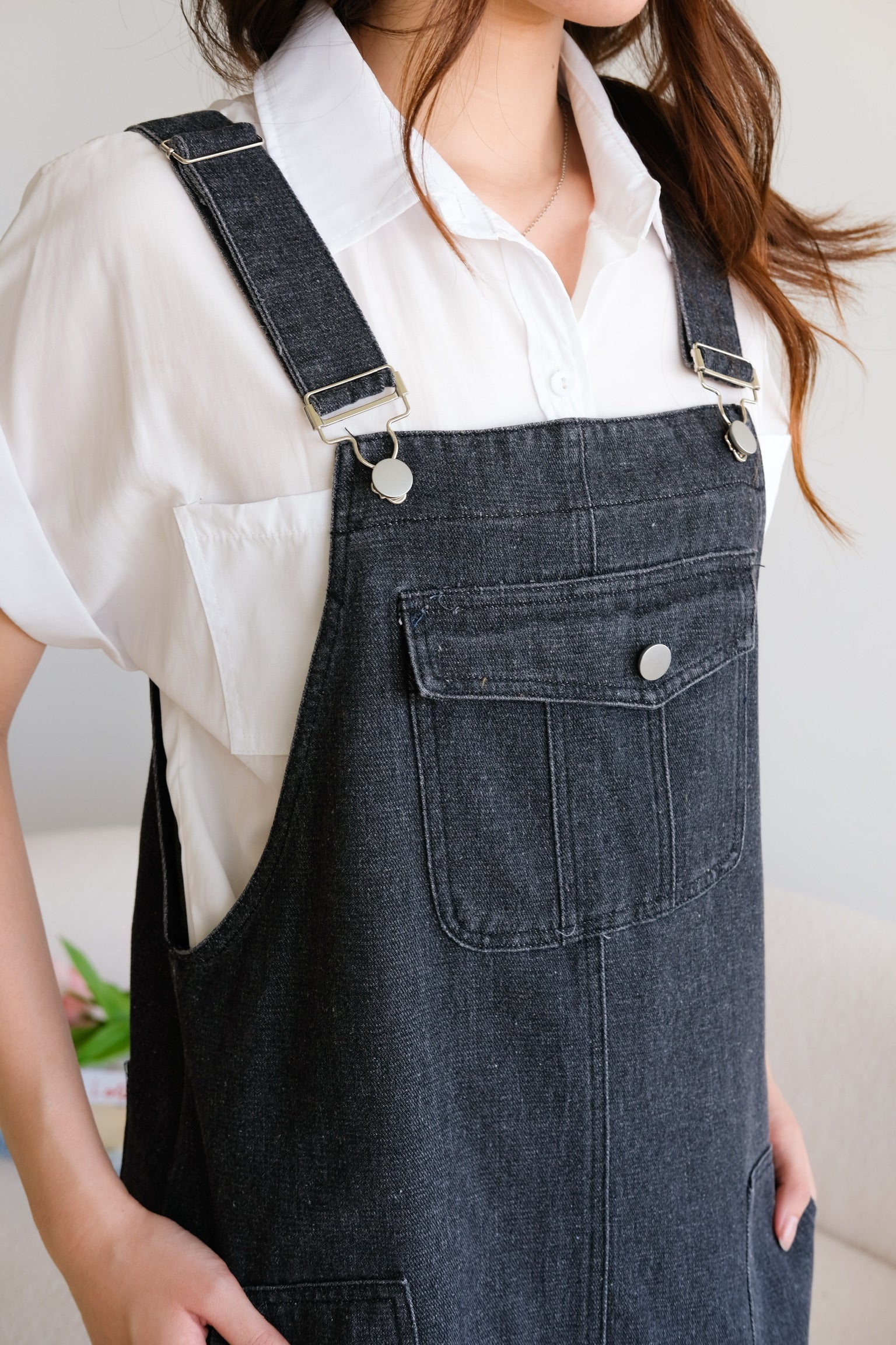 On The Go Denim Dungaree (Denim Black)