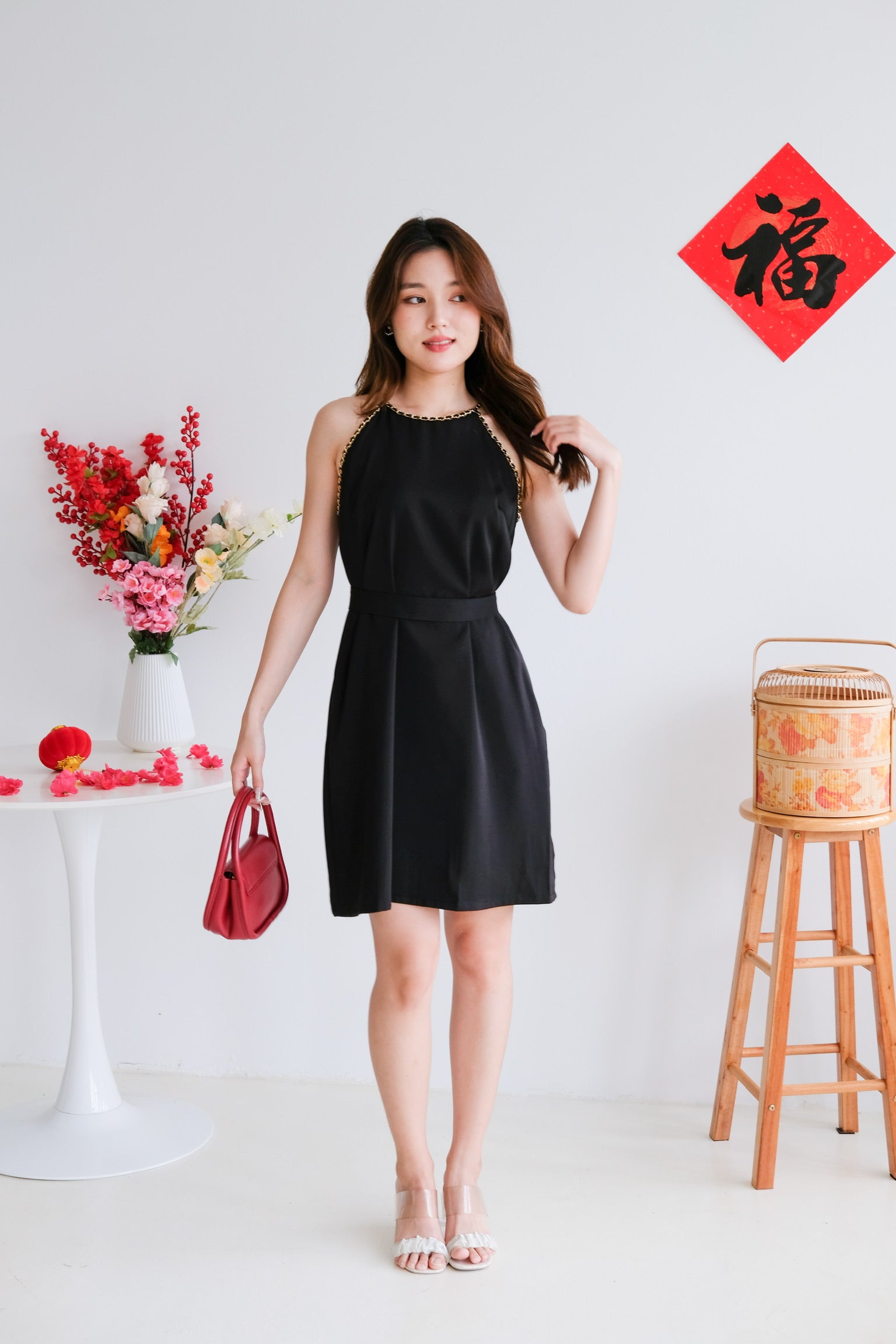 Raine Halter Loose Dress (Black)