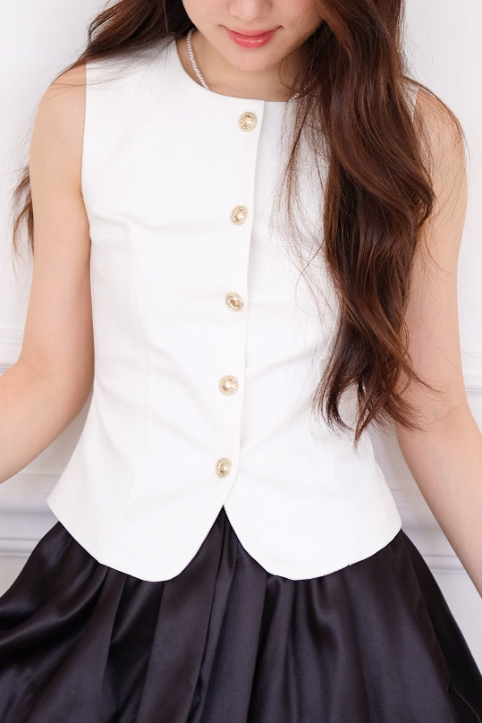 Senna Round Neck Vest Top (White)