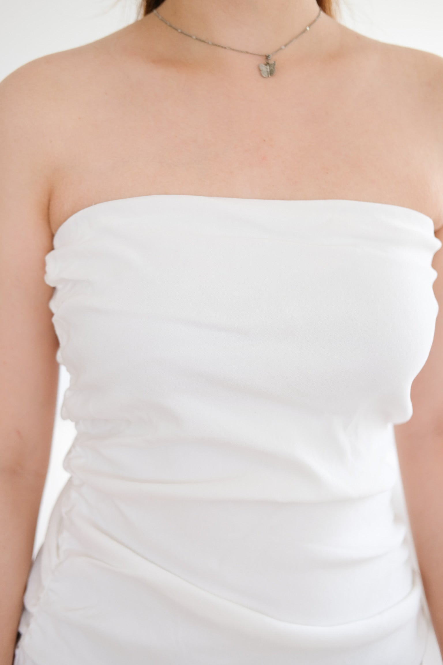 White Tube Chiffon Maxi Dress