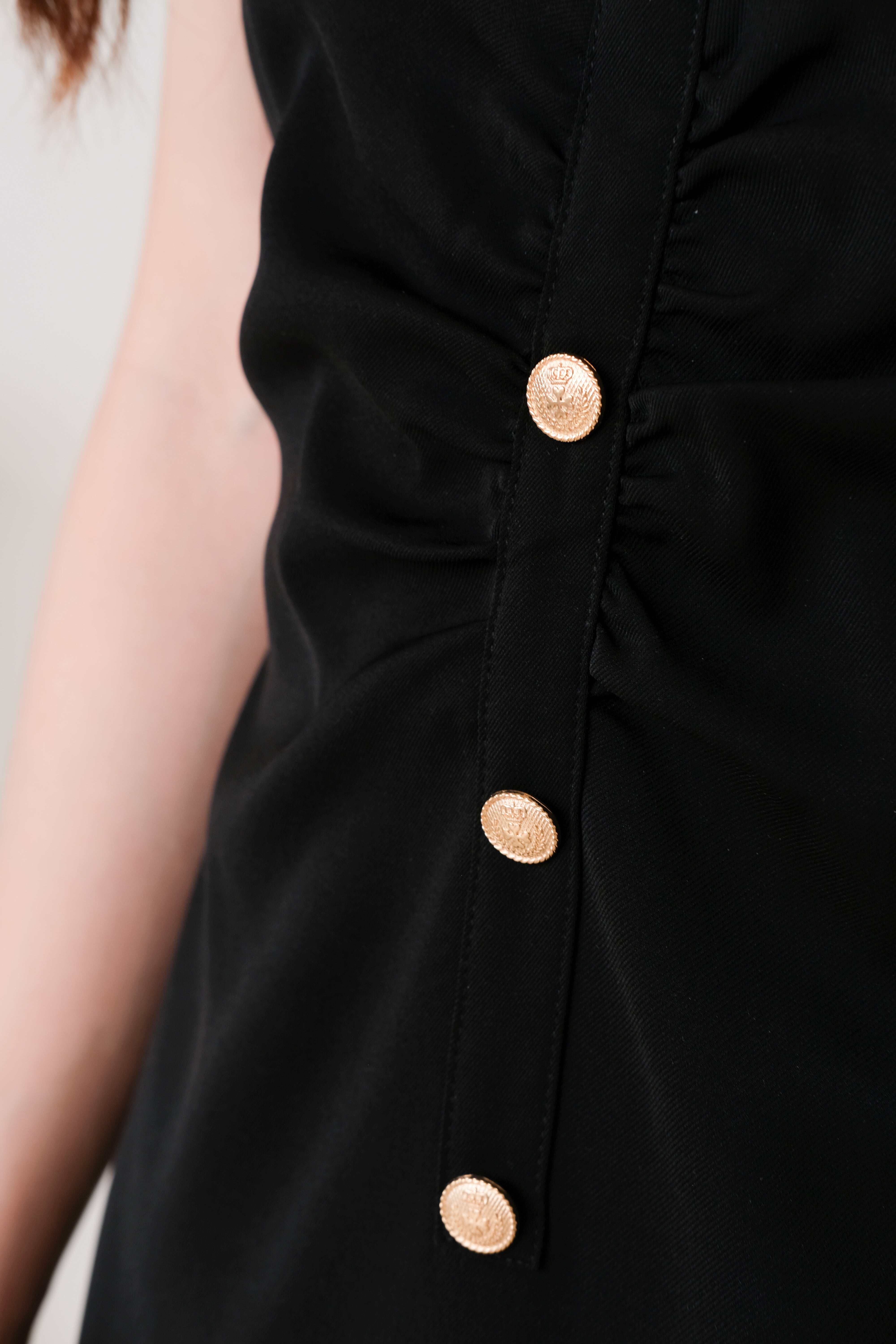 Kailey Vintage Button Dress (Black)