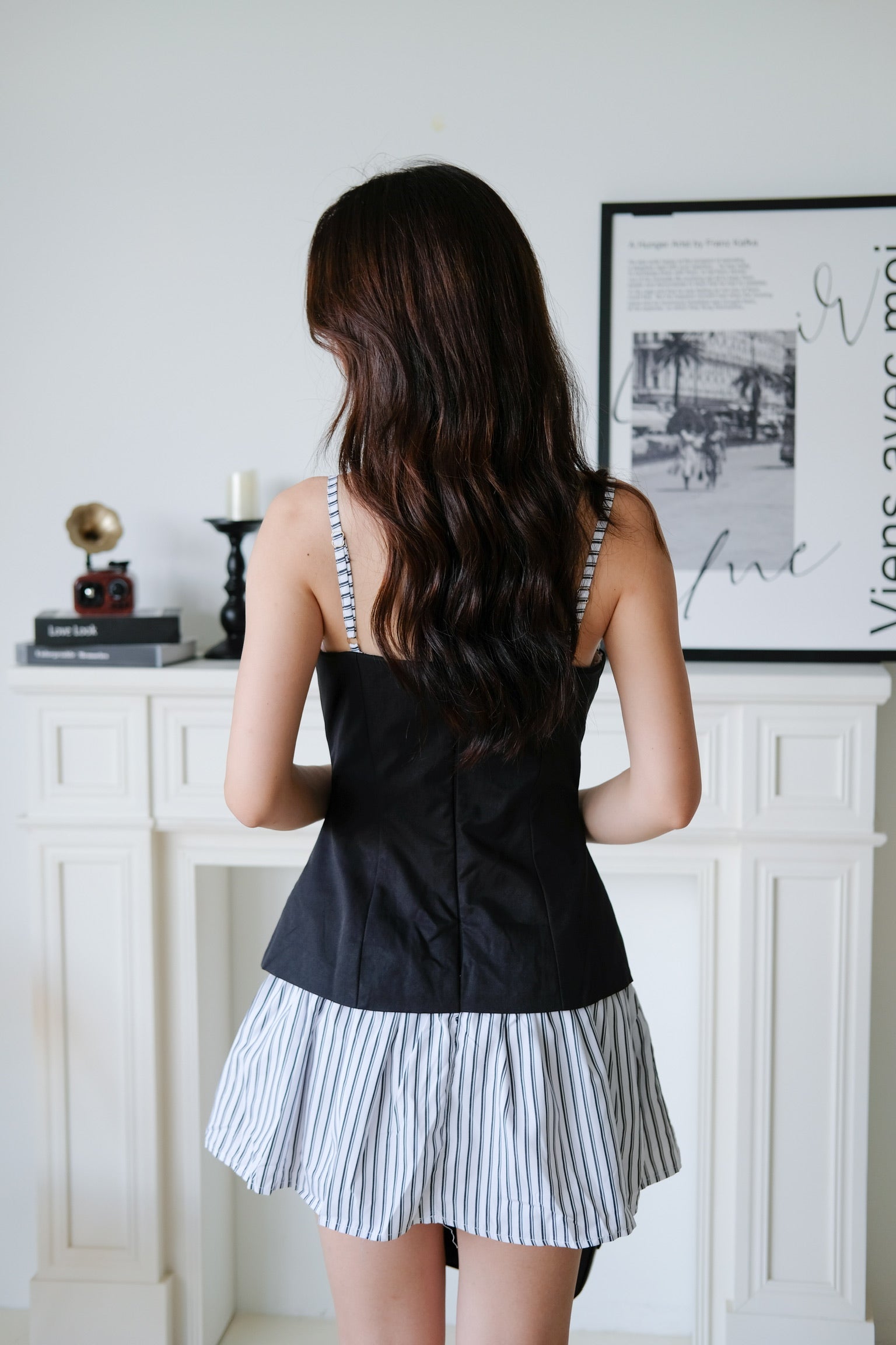 Camie Stripes Contrast Dress (Black Stripes)