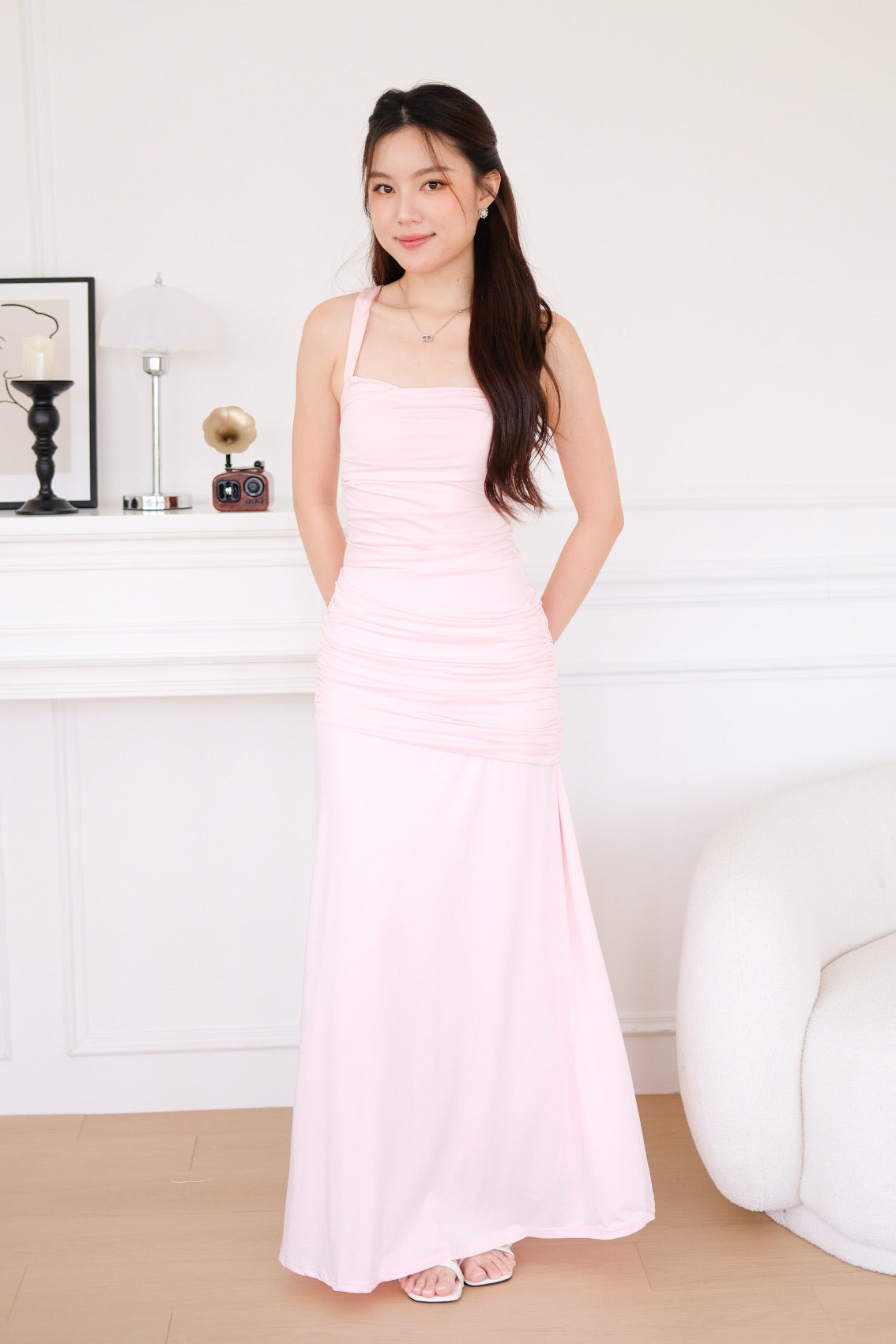 Evelynn Overlap Maxi Dress (Pink)