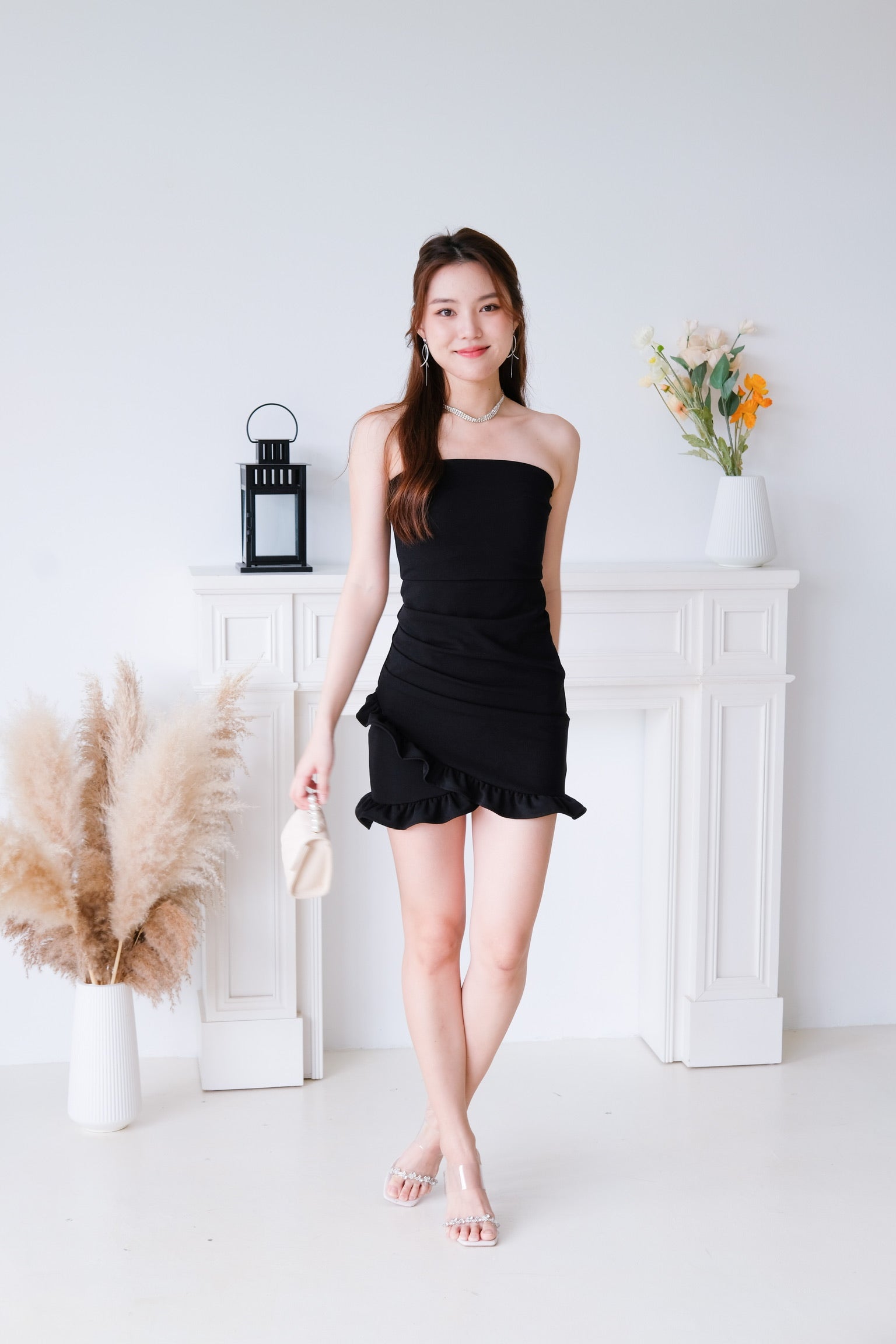 Cynthia Ruffle Tube Dress (Black)