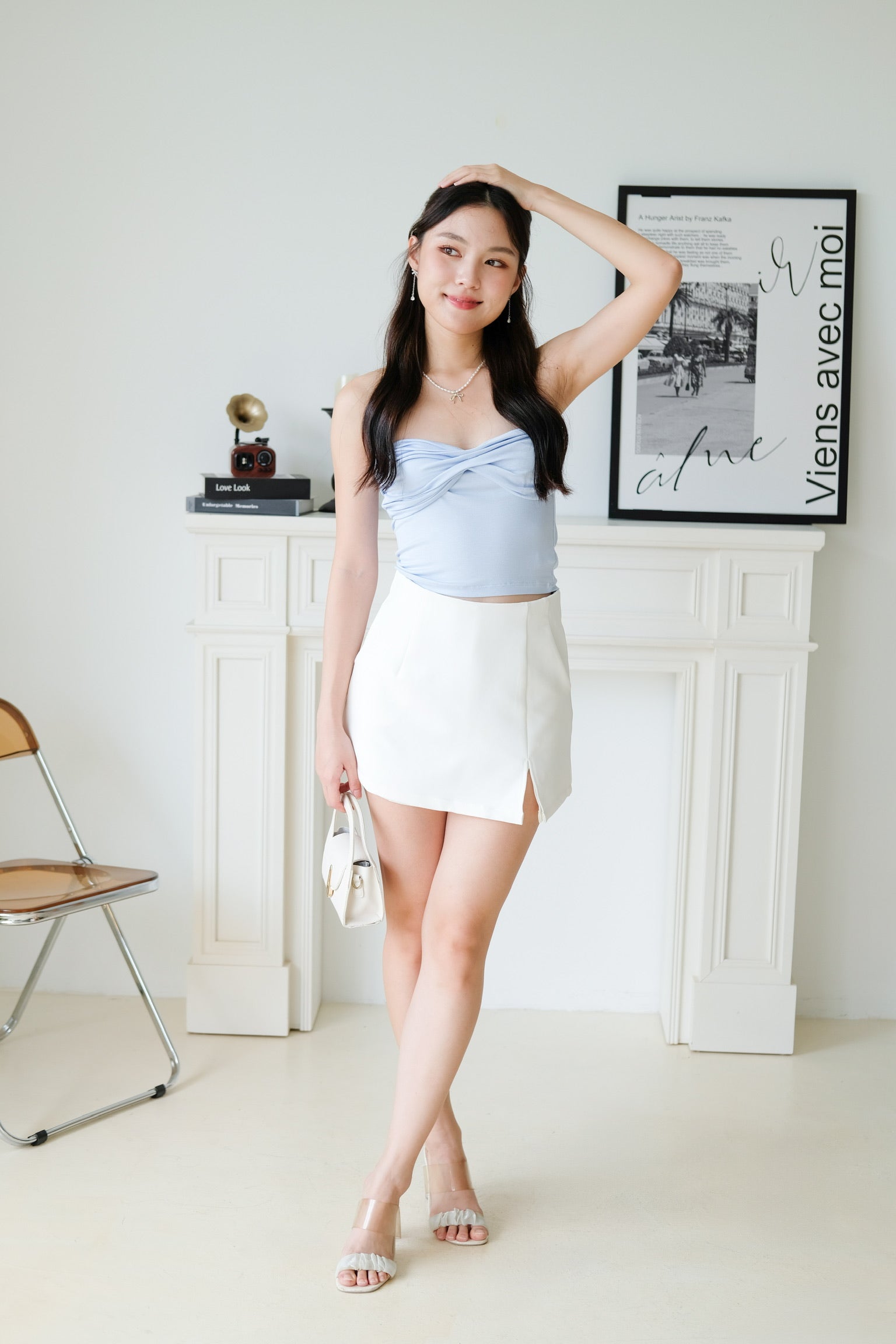 Naomi Twist Cotton Tube Top (Baby Blue)