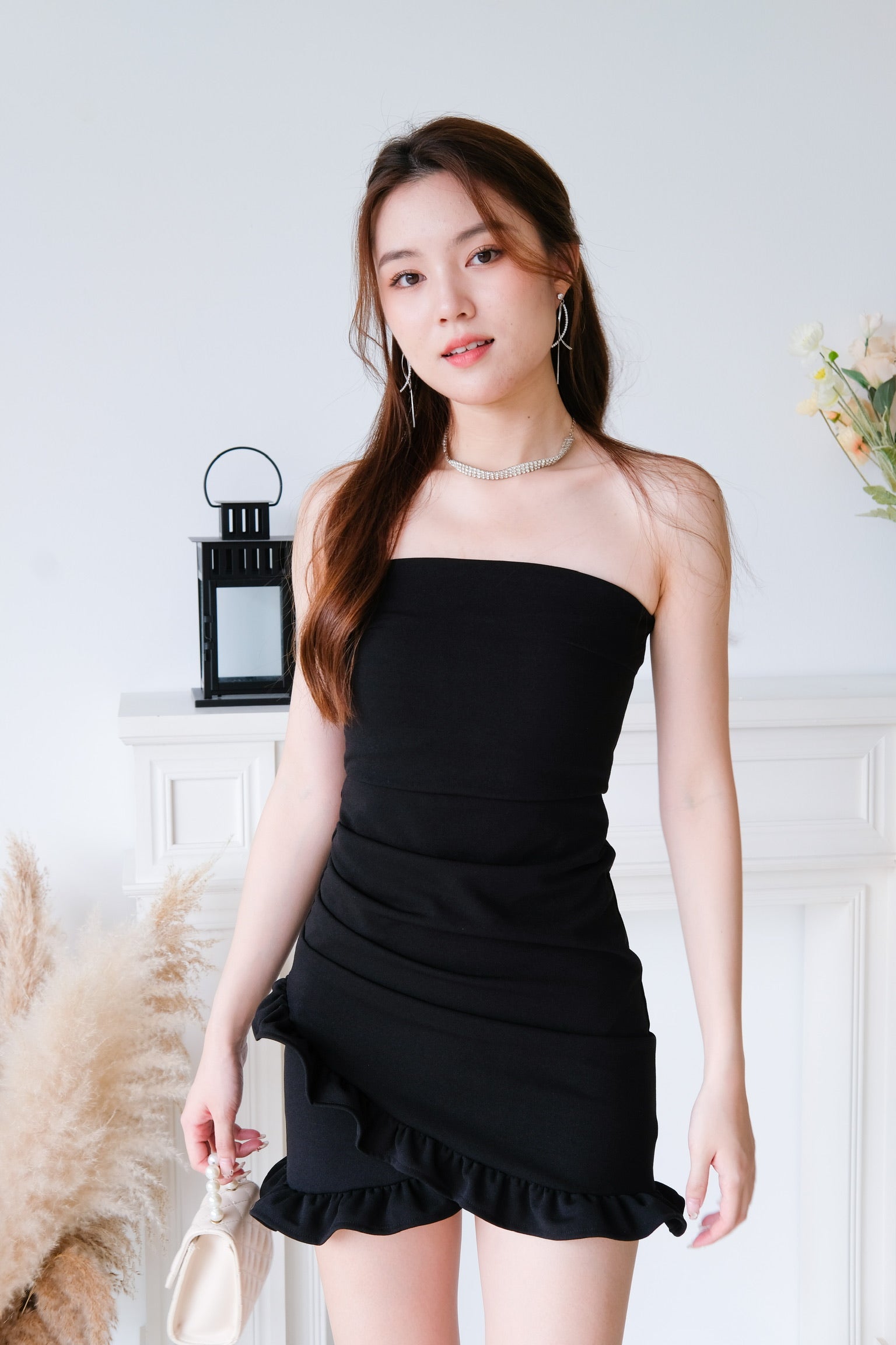 Cynthia Ruffle Tube Dress (Black)