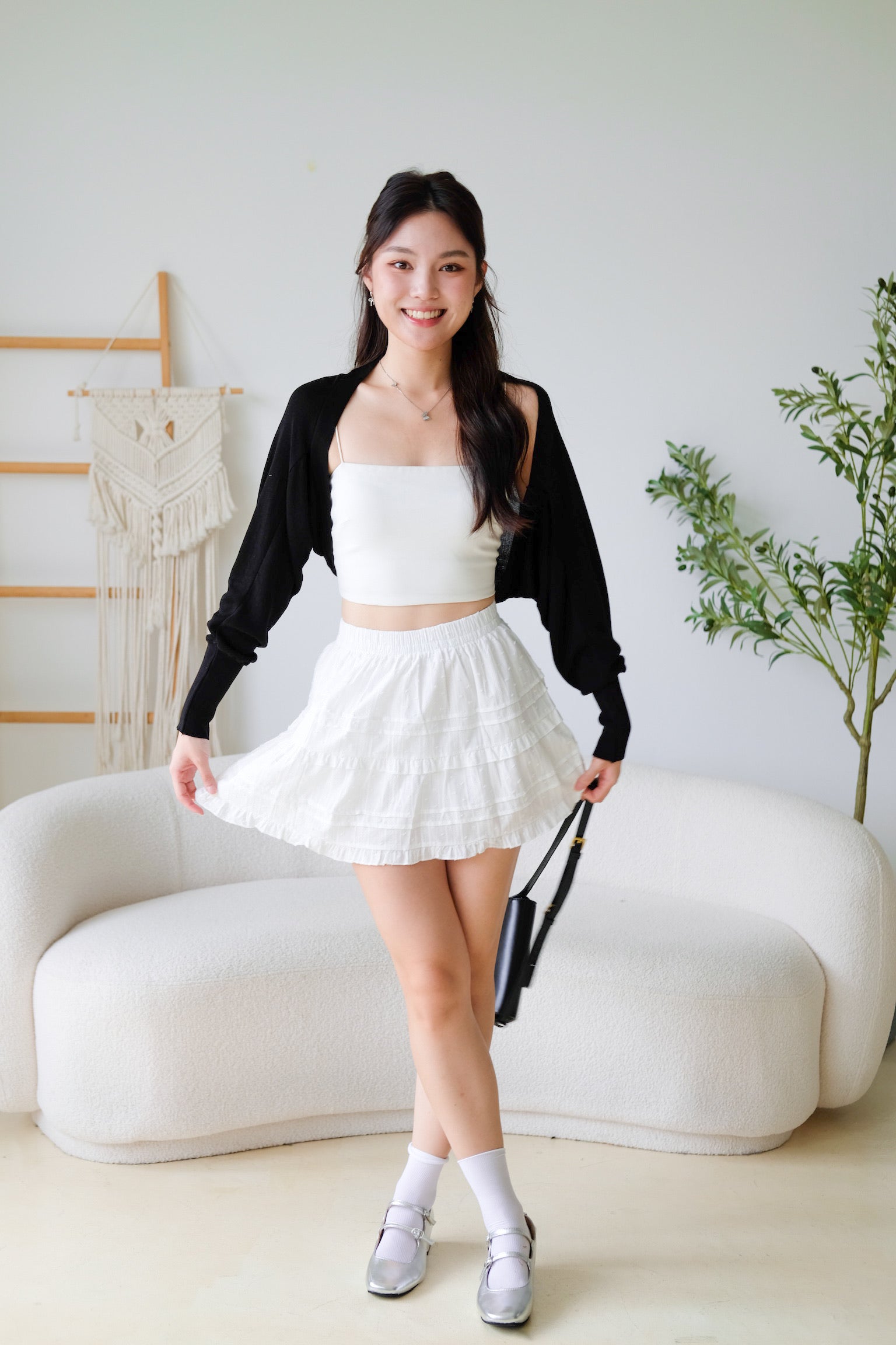 Lesley Eyelet Skater Skirt (White)