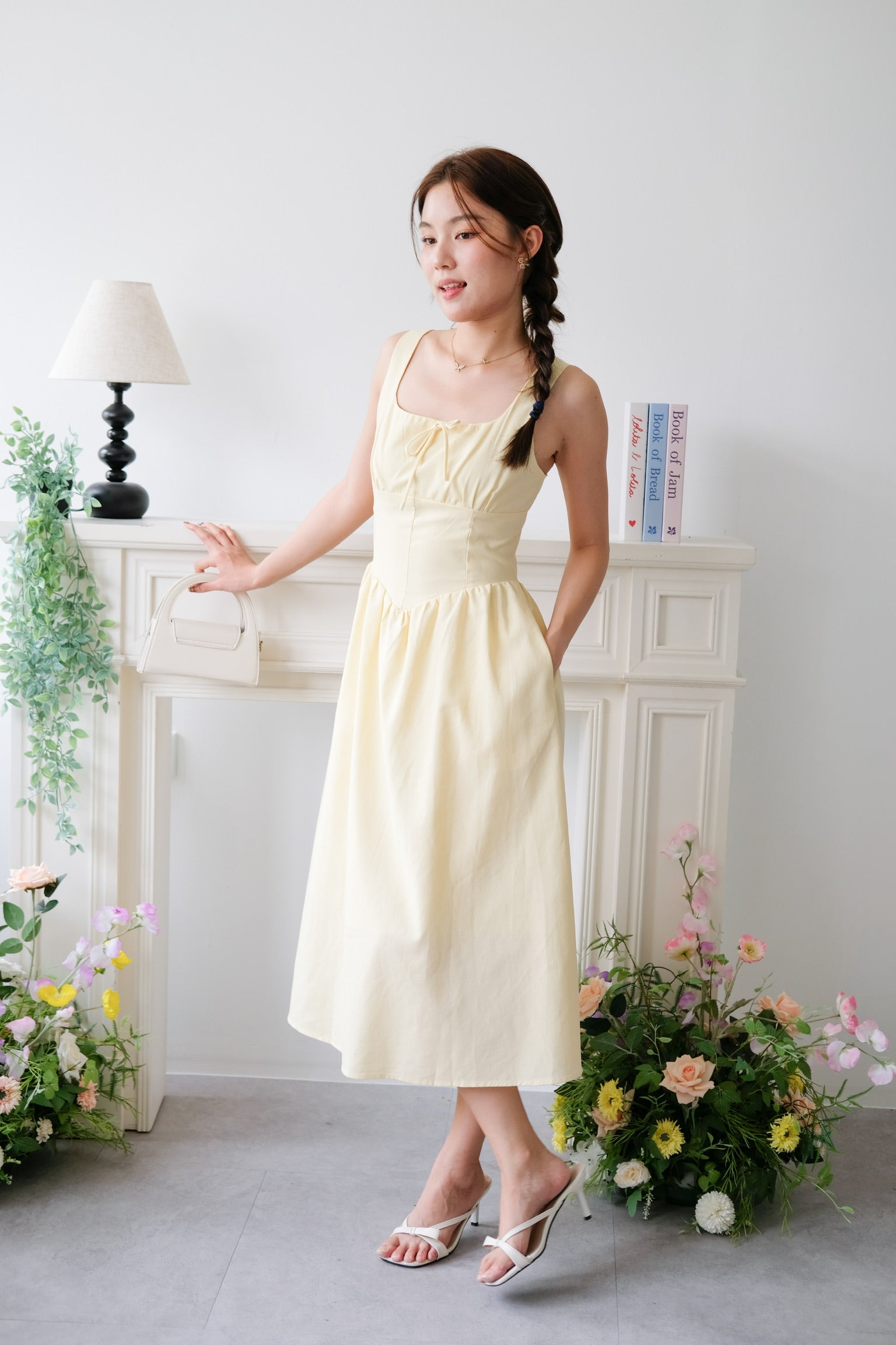 Carmie Thick Waist Midaxi Dress (Daffodil Yellow)