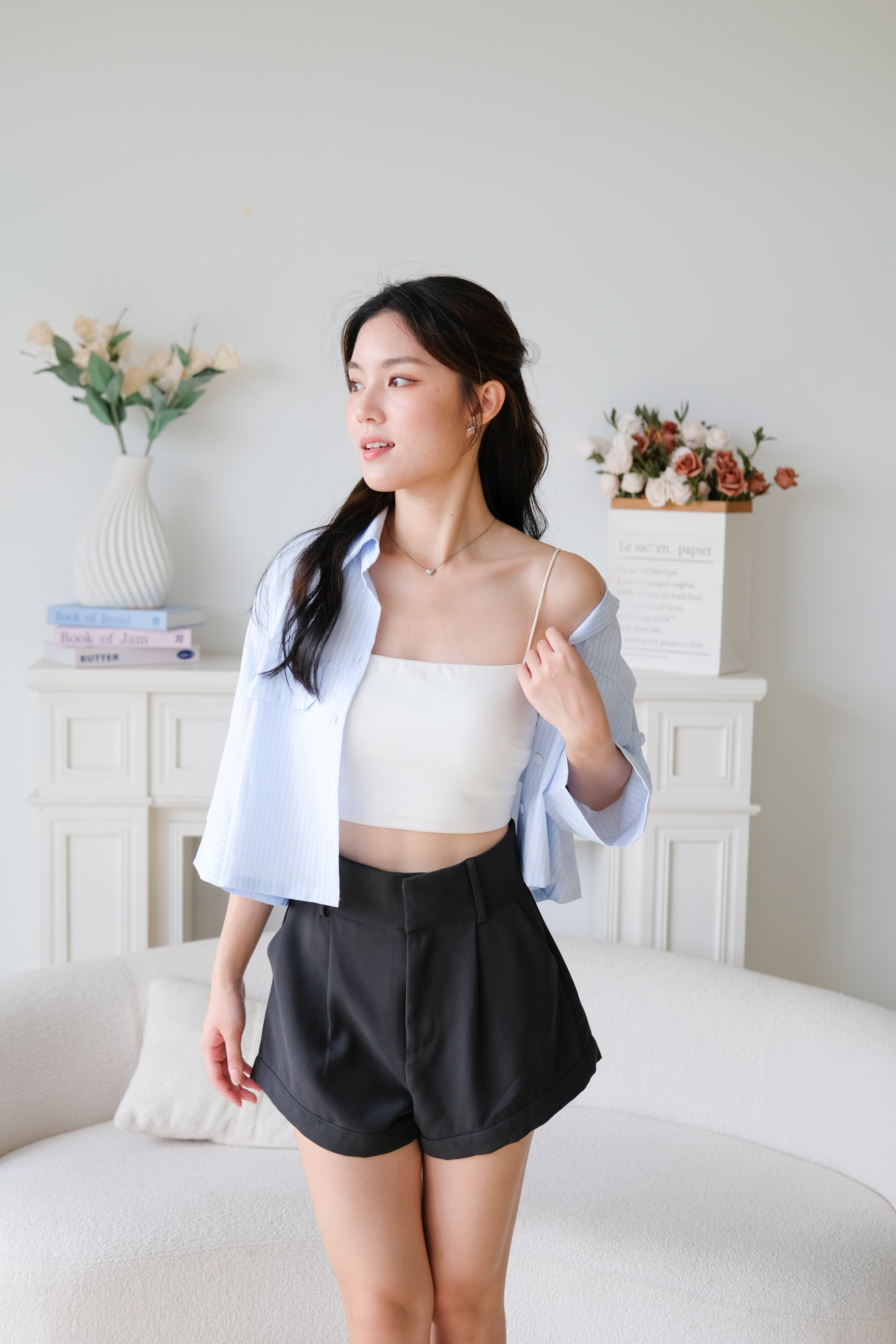 Carsen Stripes Oversized Blouse (Sky Blue)