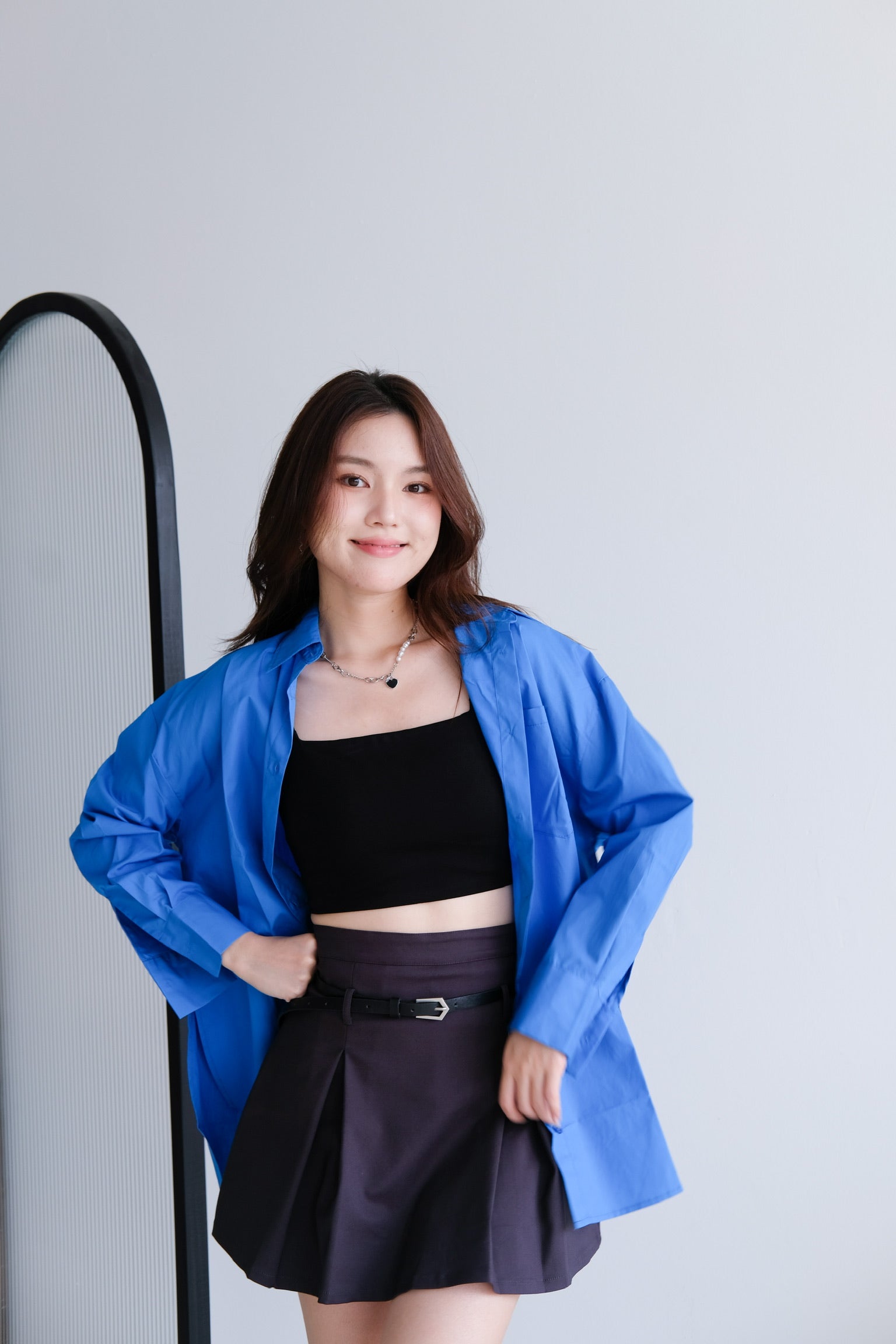 Rileen Boyfriend Oversized Shirt (Electric Blue)