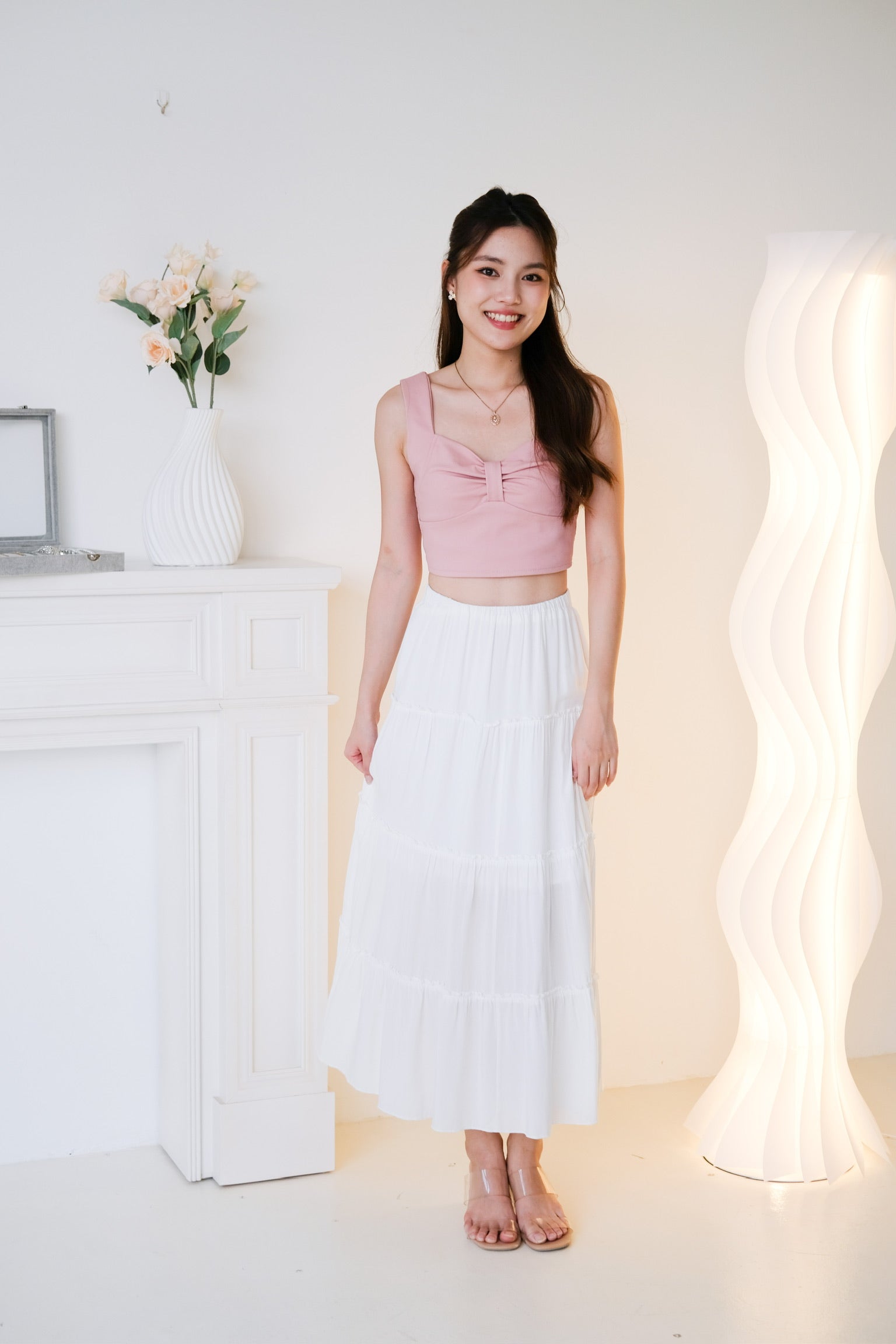 Willabel Bow Crop Top (Nude Pink)