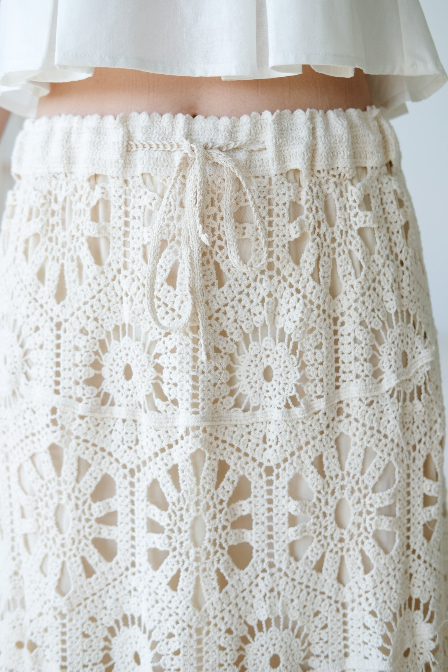 Zahara Crochet Maxi Skirt (Cream)
