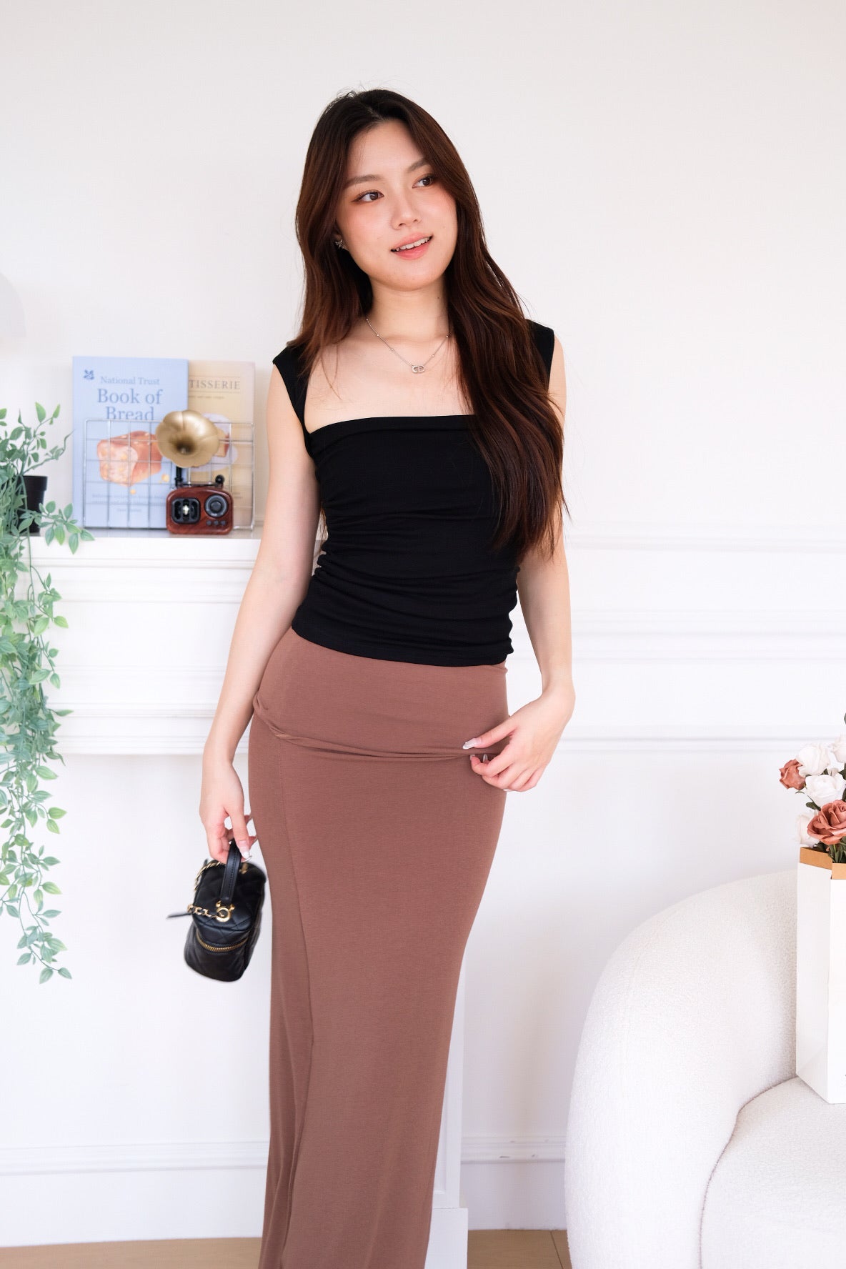 Sienna Cotton Maxi Skirt (Chocolate)