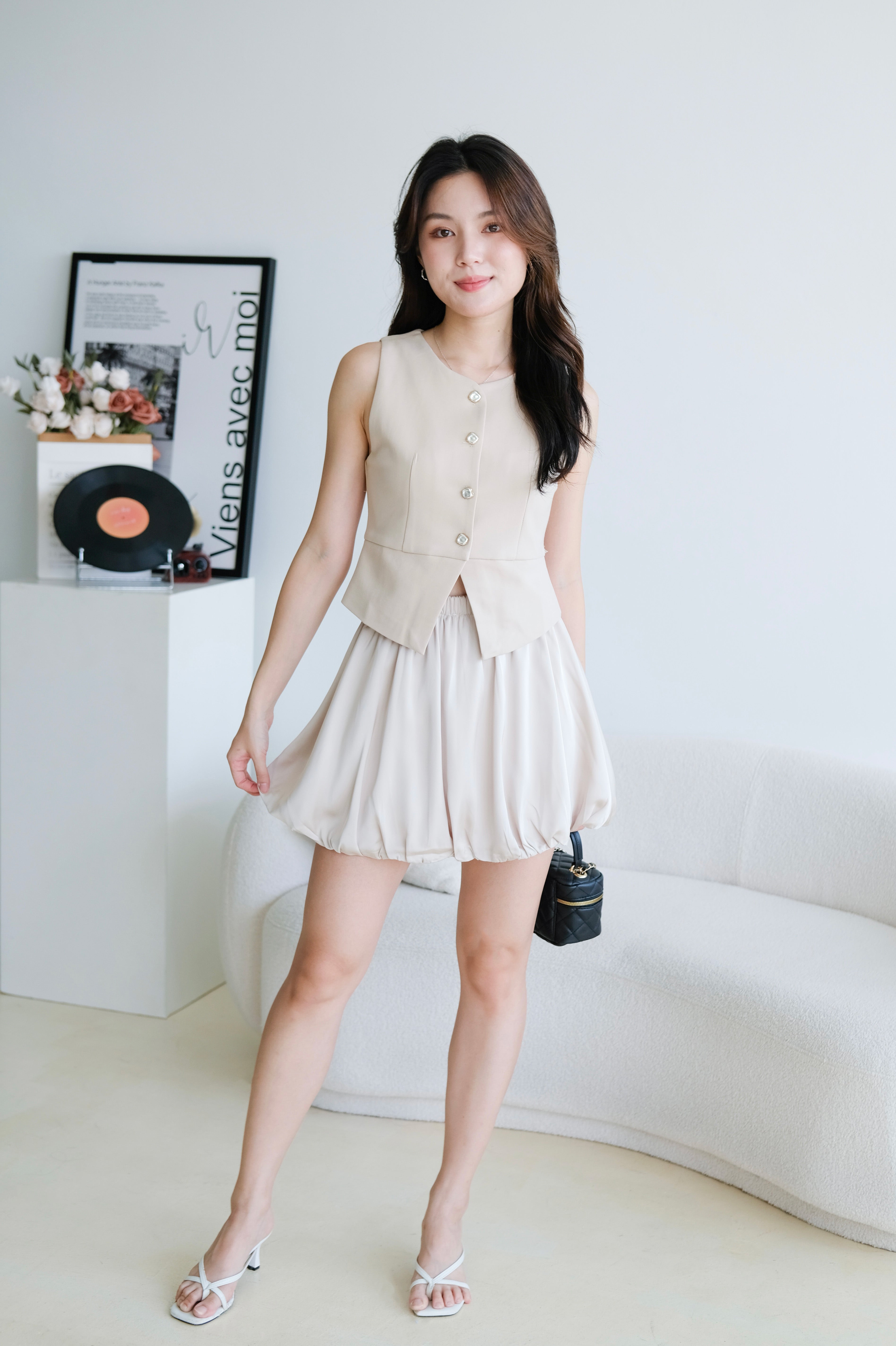 Valerie Round Neck Vest Top (Khaki)