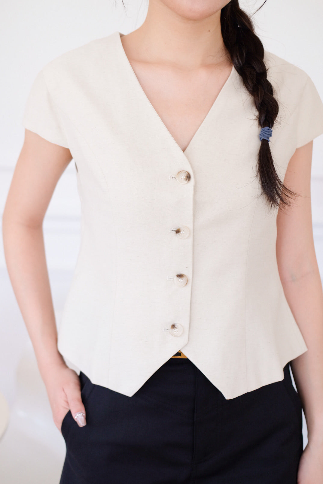 Midori Muji Button Top (Oat Beige)