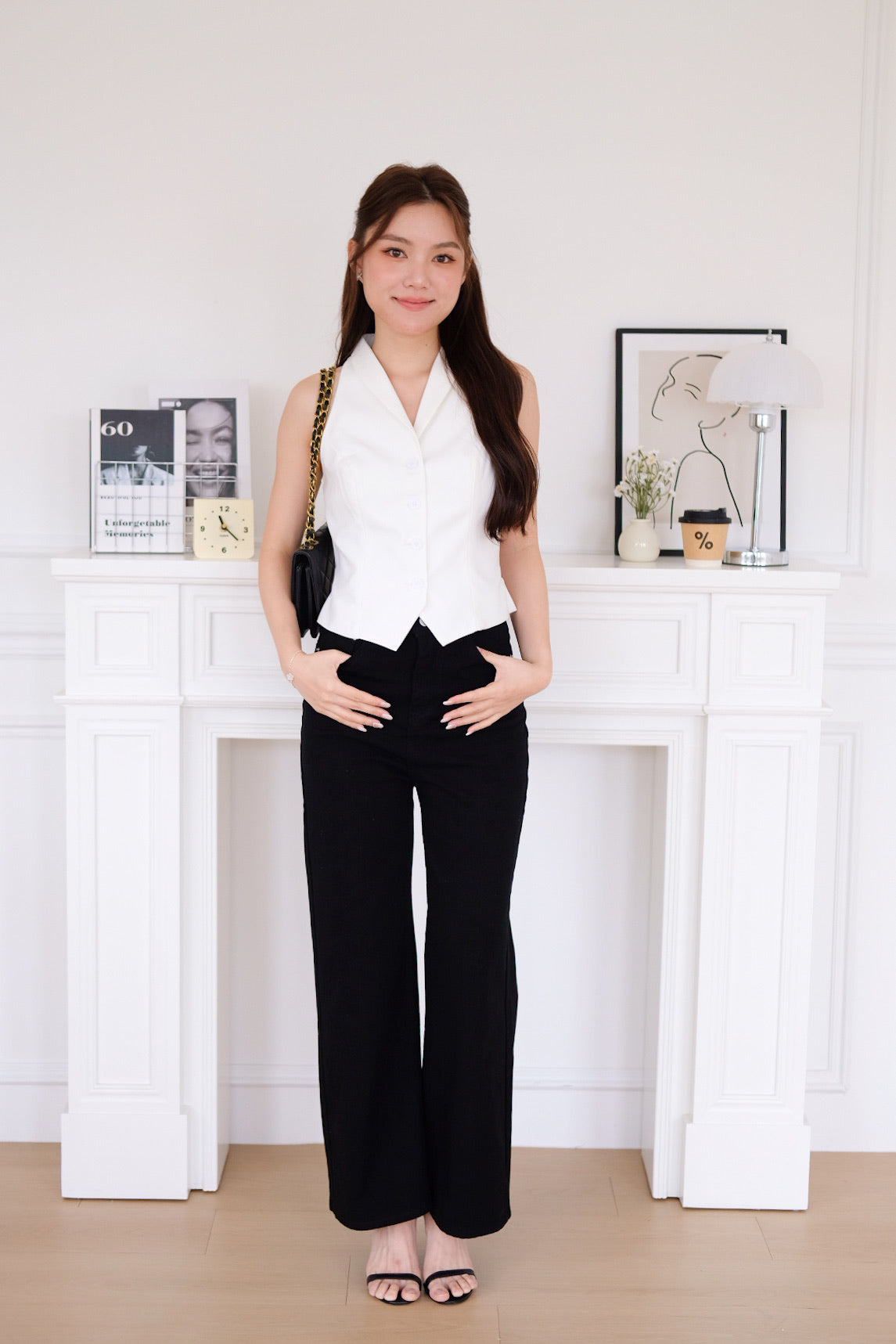 Selene Crop Vest Top (White)