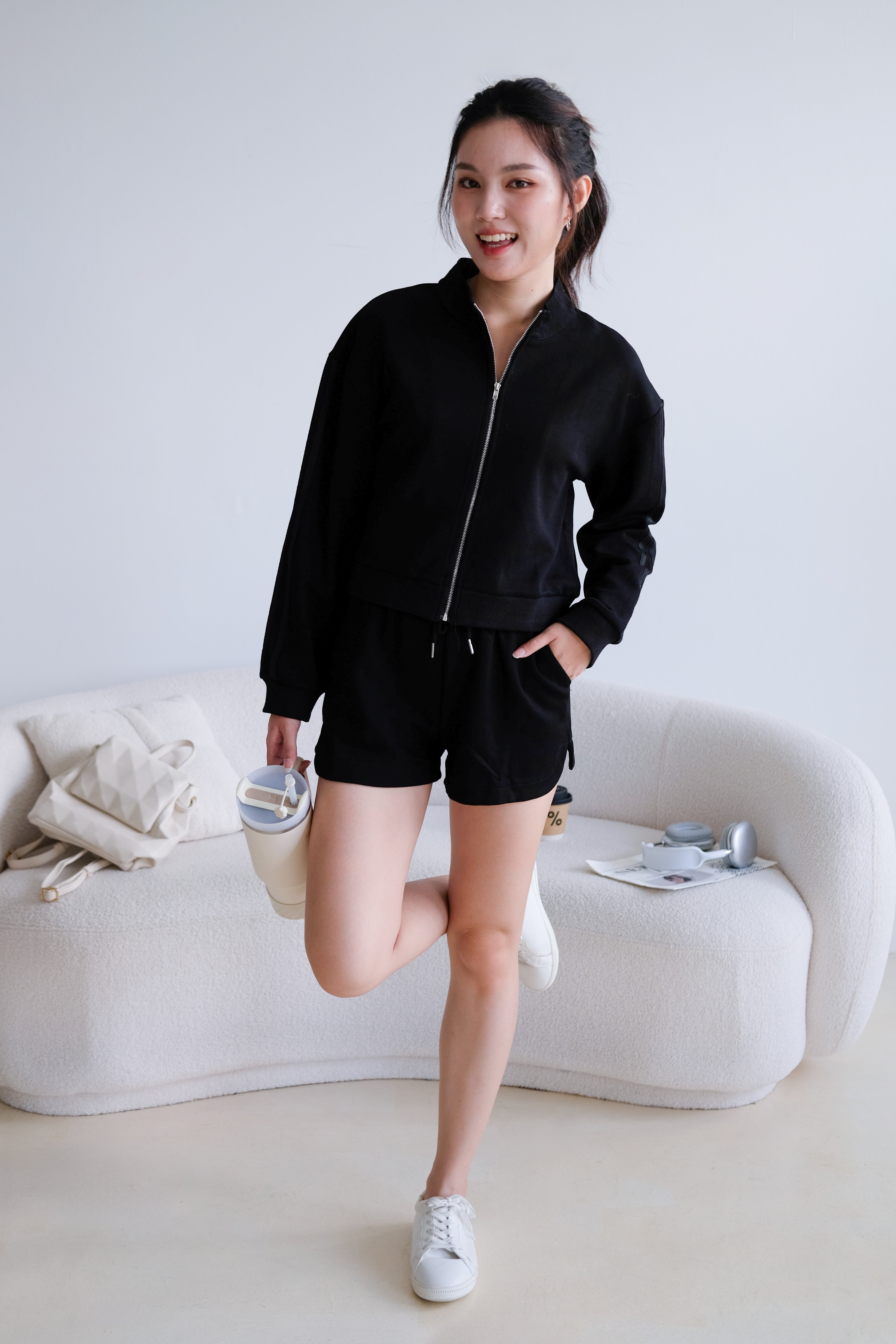 Day Off Stripes Lounge Set (Black)