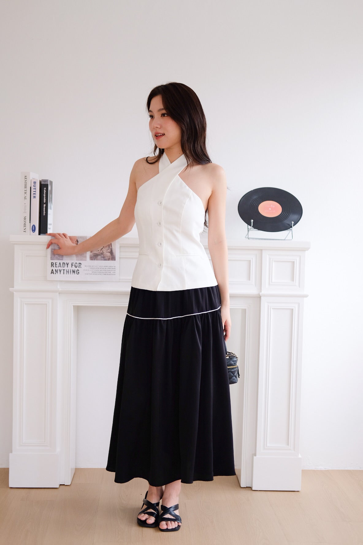 Angie Criss Cross Padded Top (White)