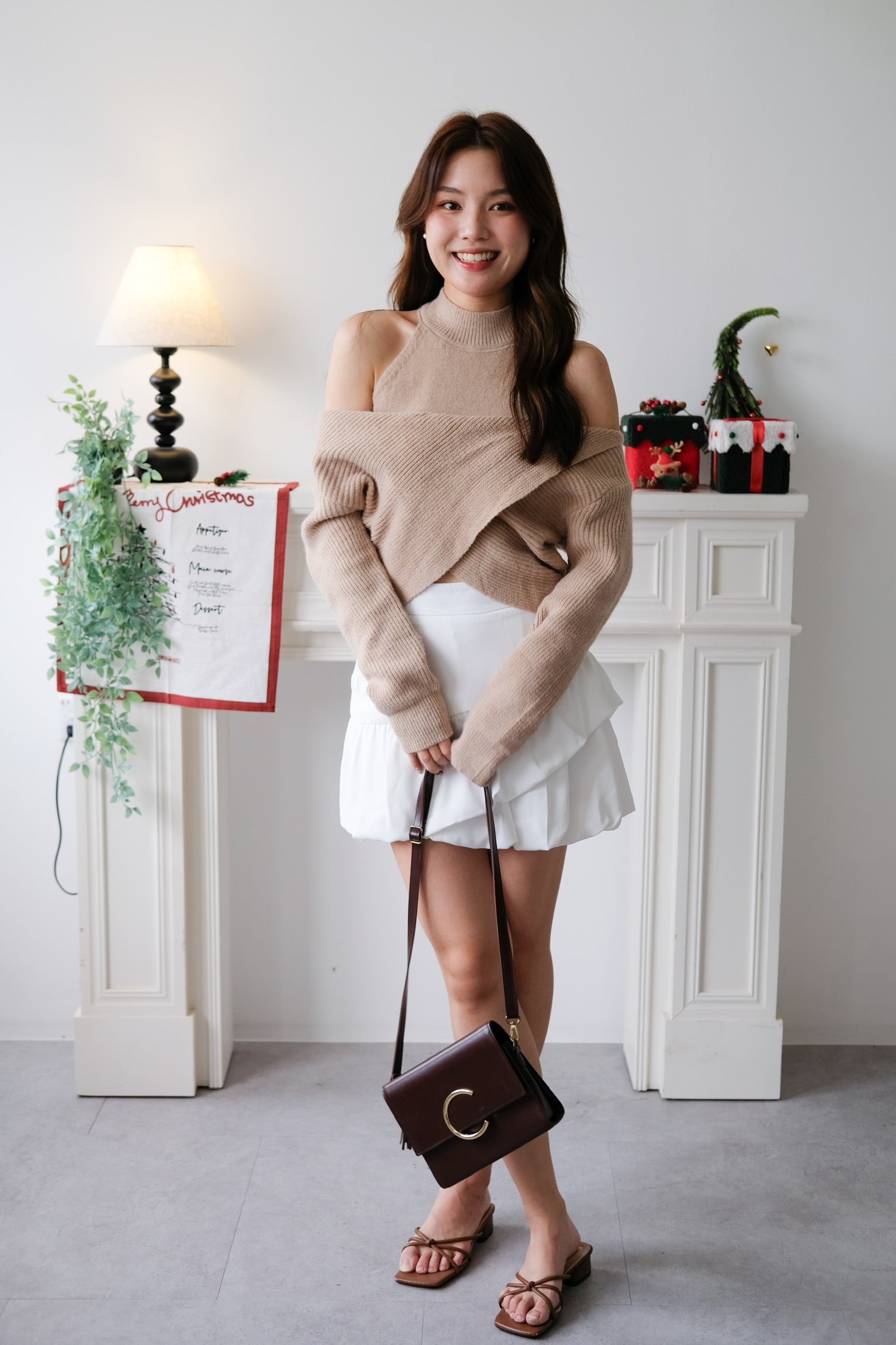 Olivia 2-in-1 Knit Sweater Set (Khaki)