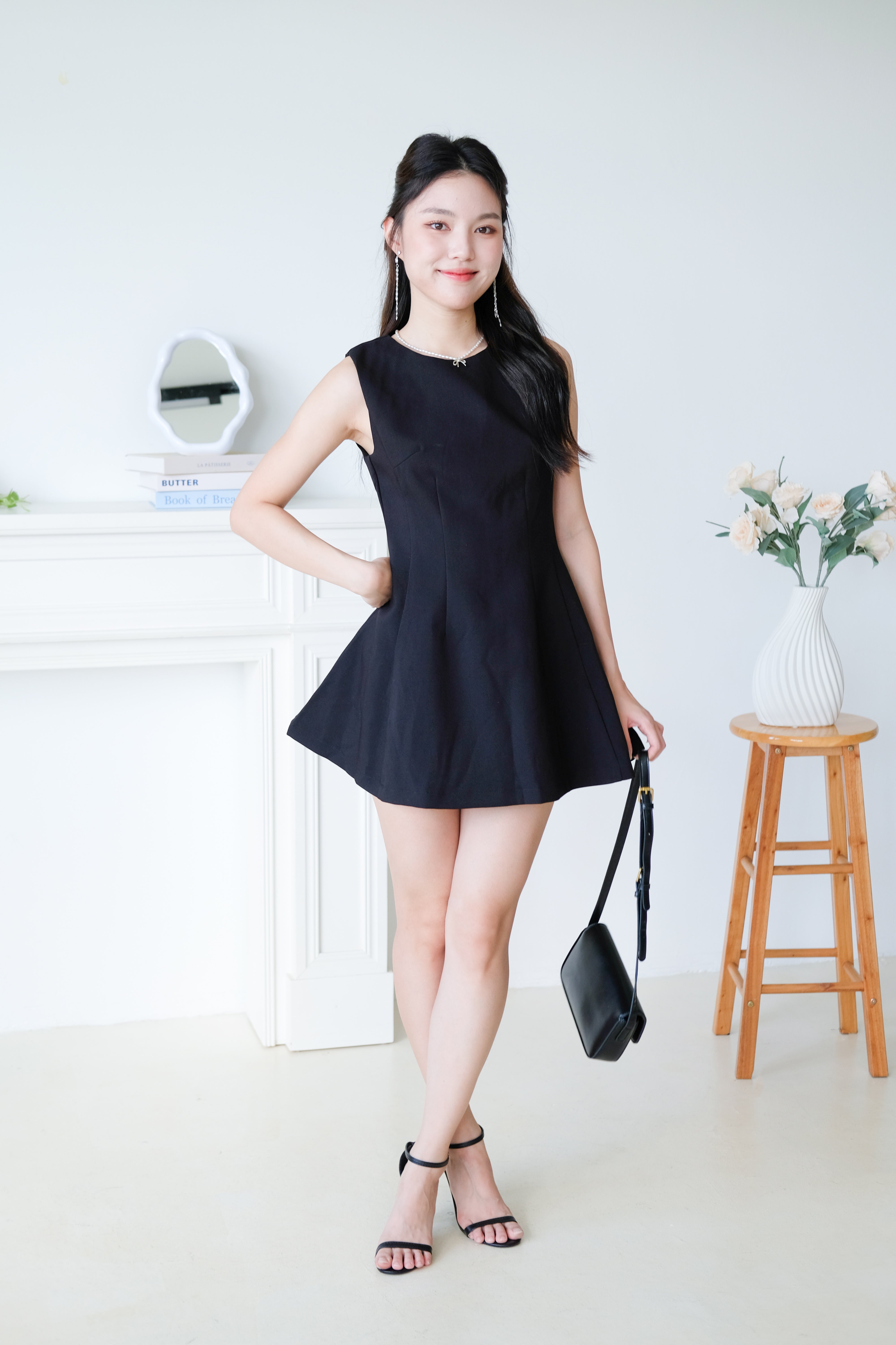 Tasya Skater Dress (Black)