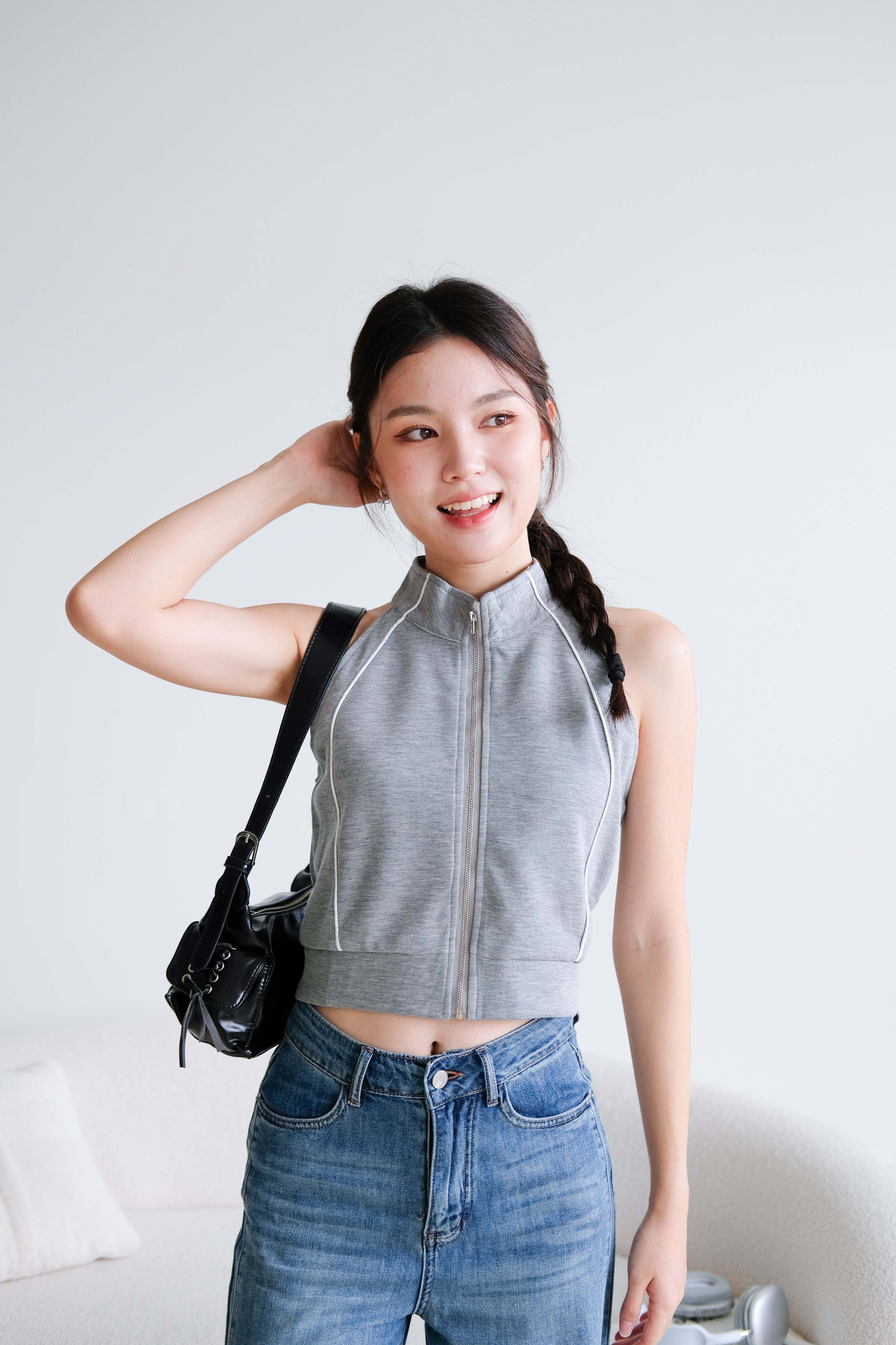 Fred Sporty Halter Top (Grey)