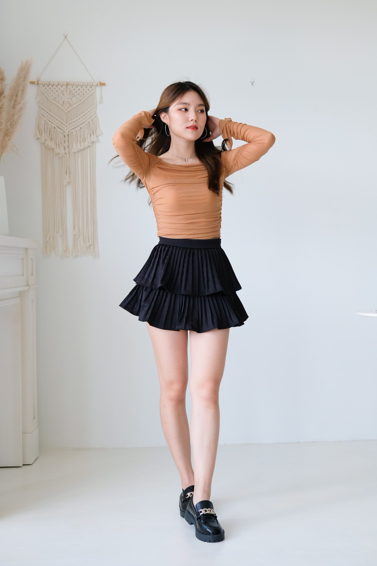 Dainty Pleated Skorts (Black)