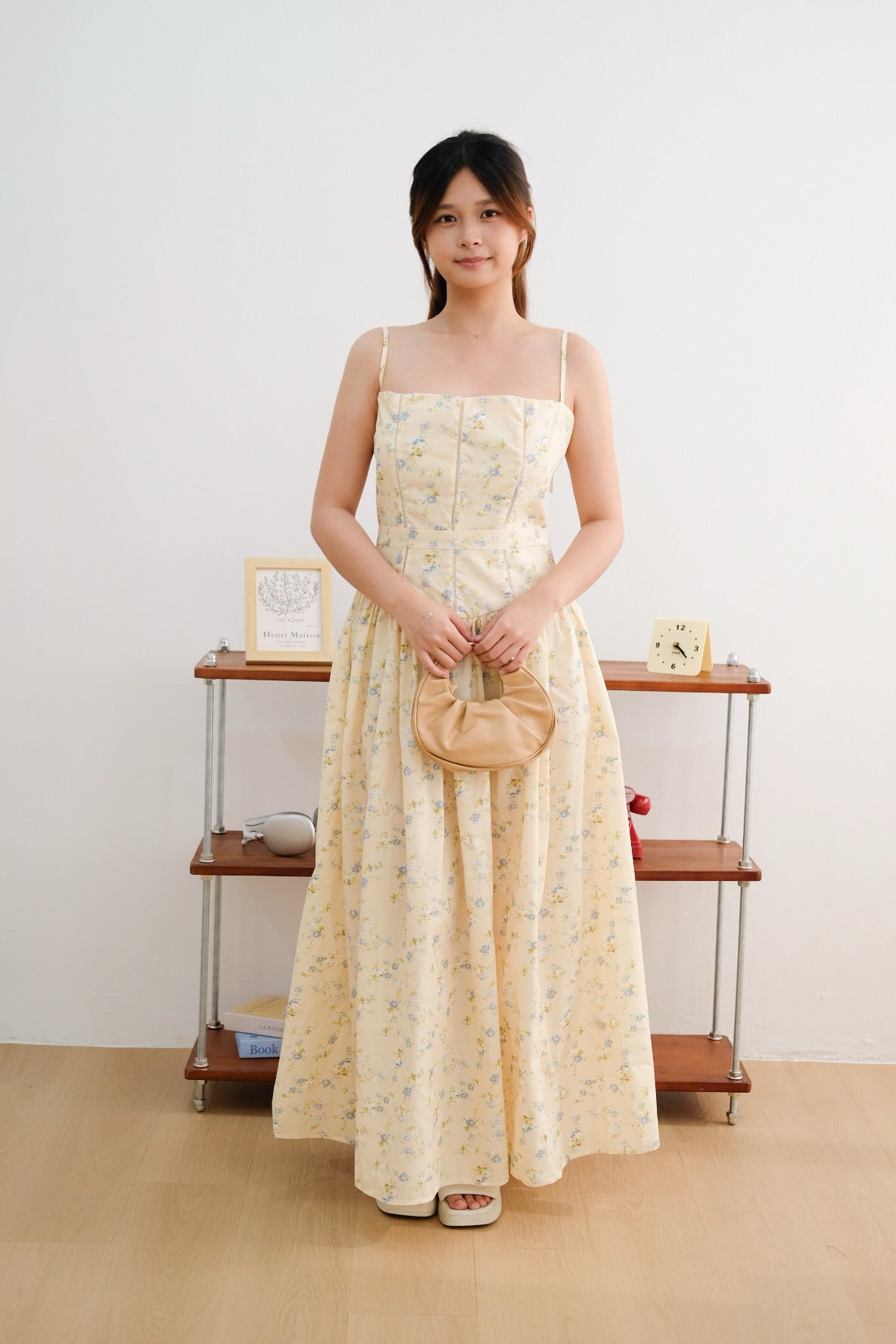Yellow Floral Corset Strap Dress