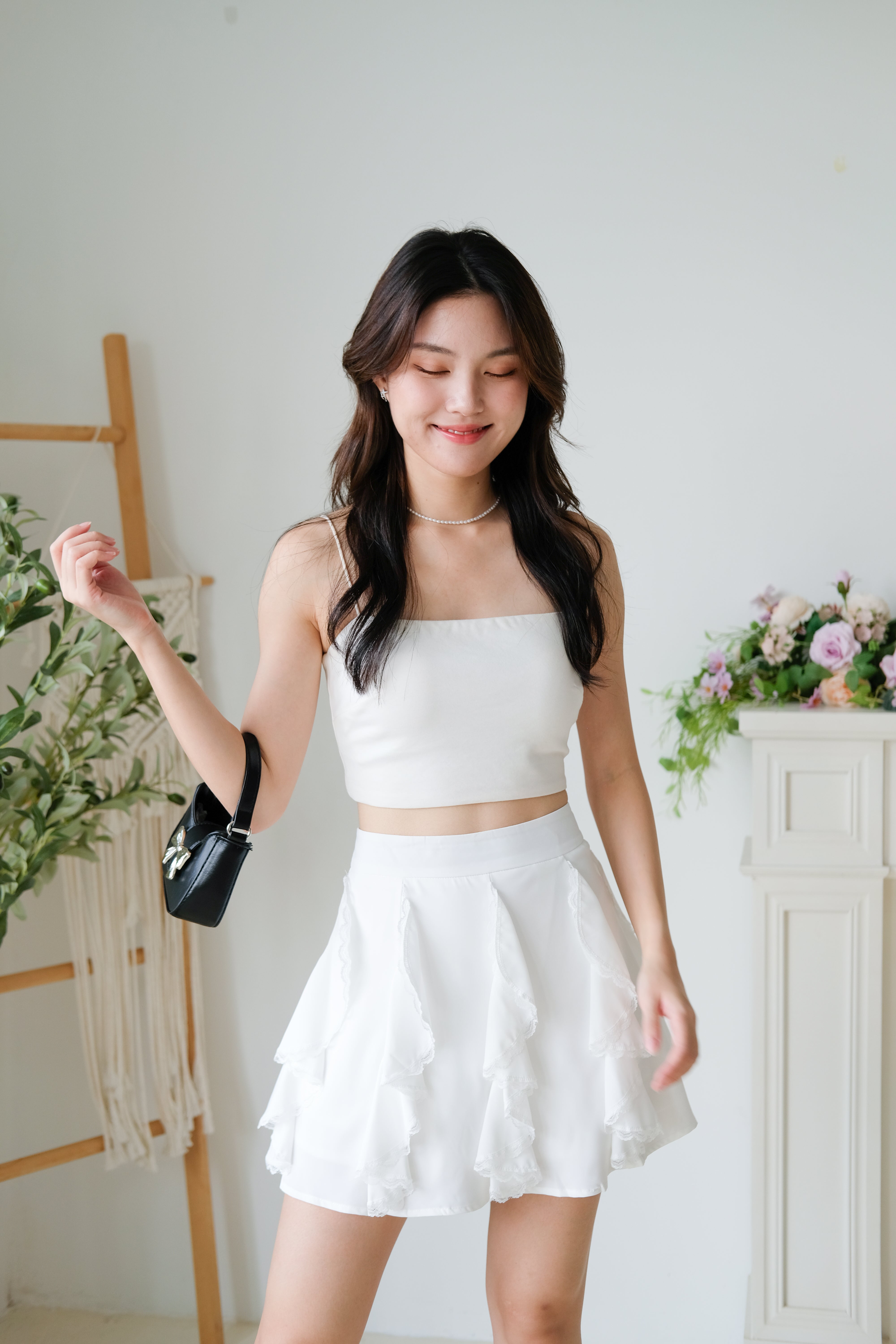 Winnie Ruffle Flare Skirt (White)
