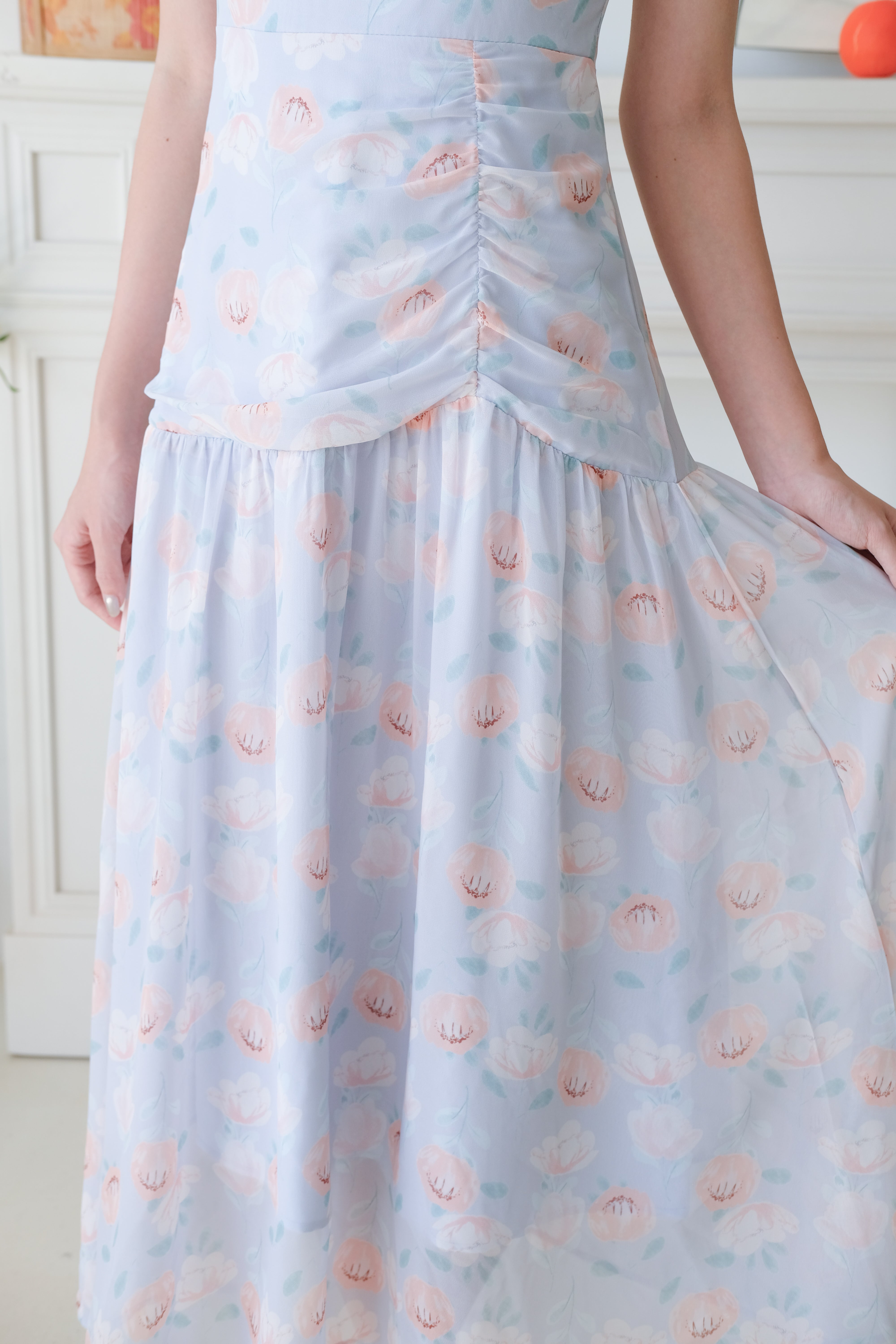 Melody Sweetheart Floral Maxi Dress (Baby Blue)