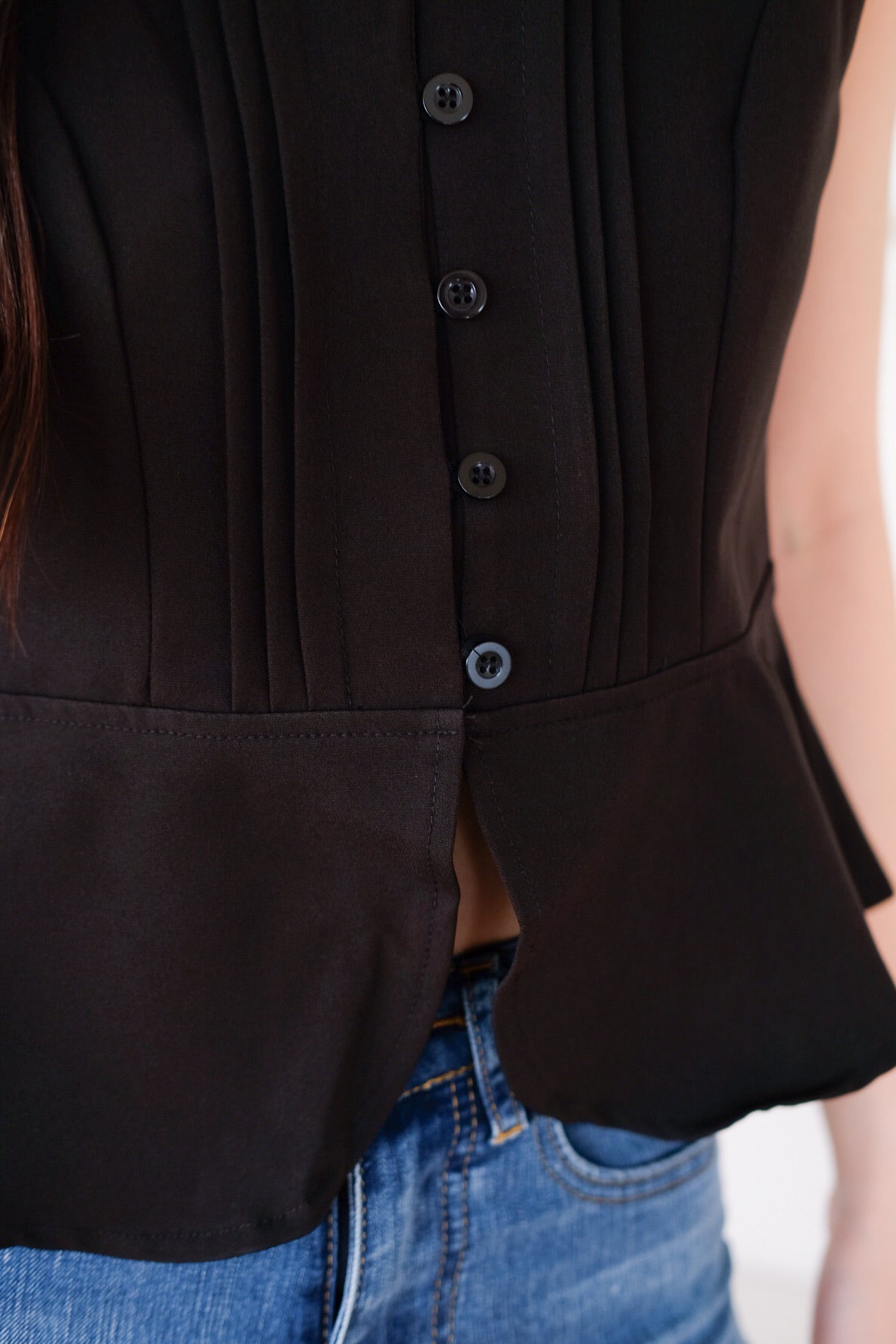 Esther Mini Pleats Flare Top (Black)