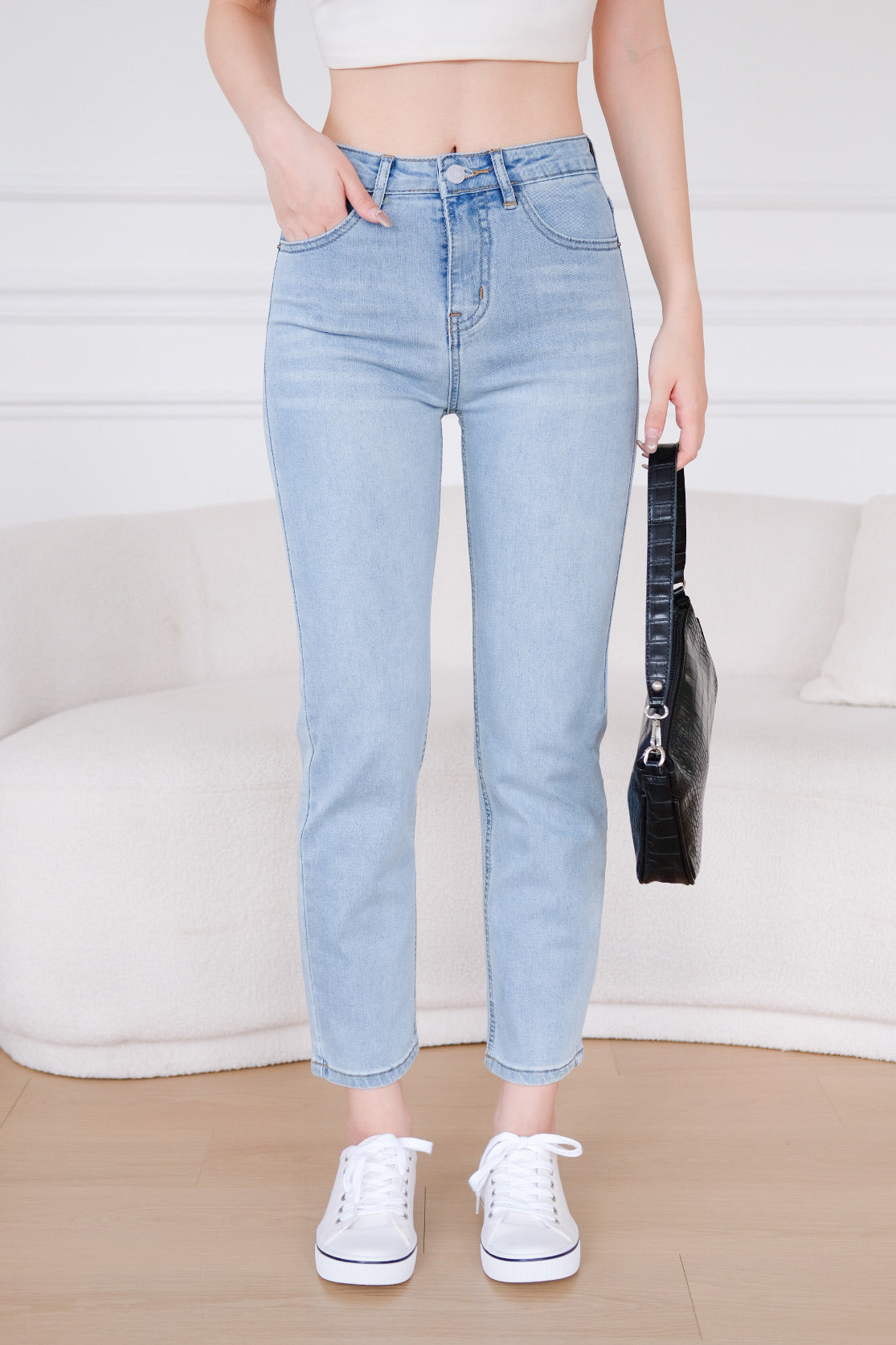 Groundbreaker Slim Fit Straight Leg Denim Jeans (Light Blue)