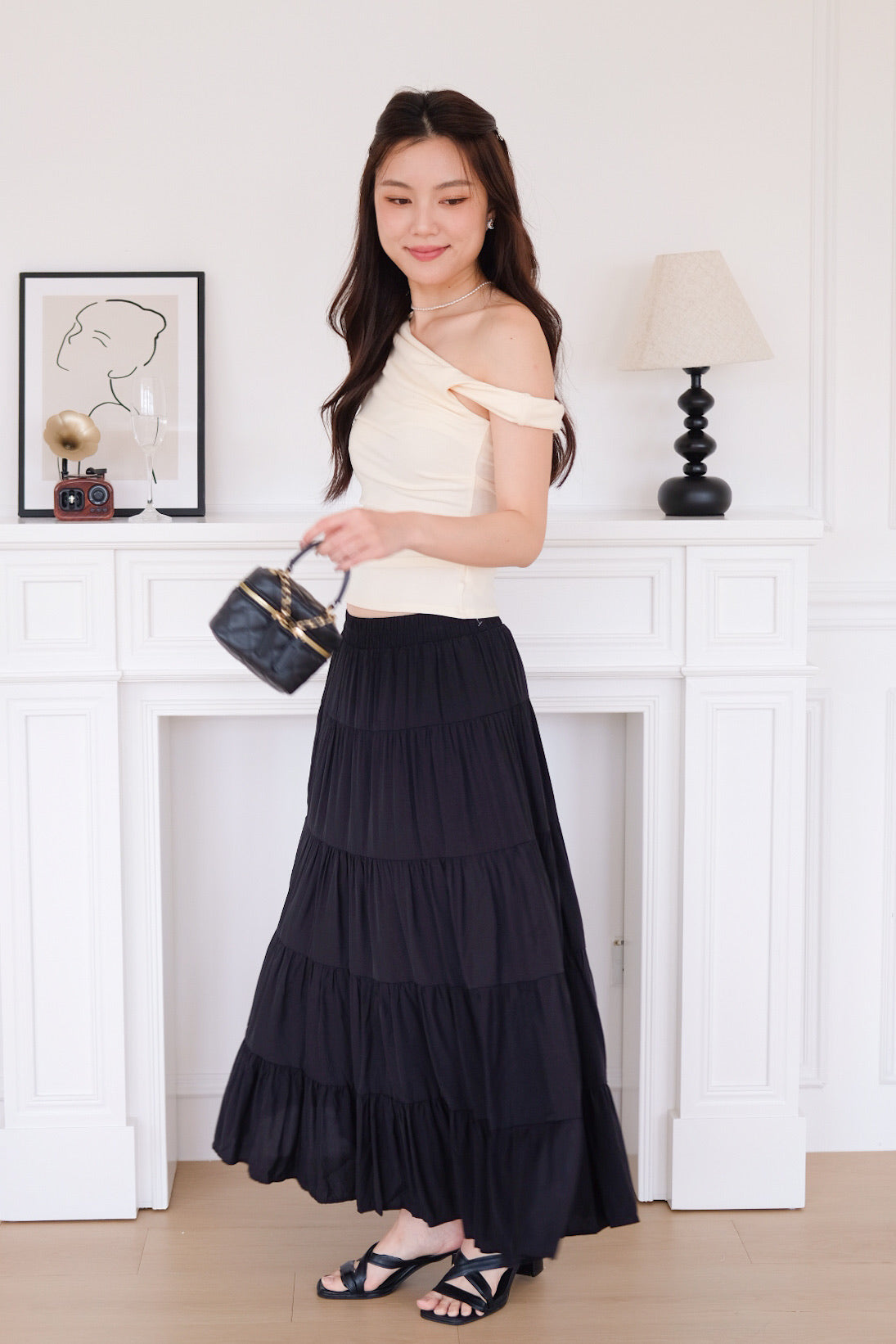 Willa Tiered Maxi Skirt (Black)