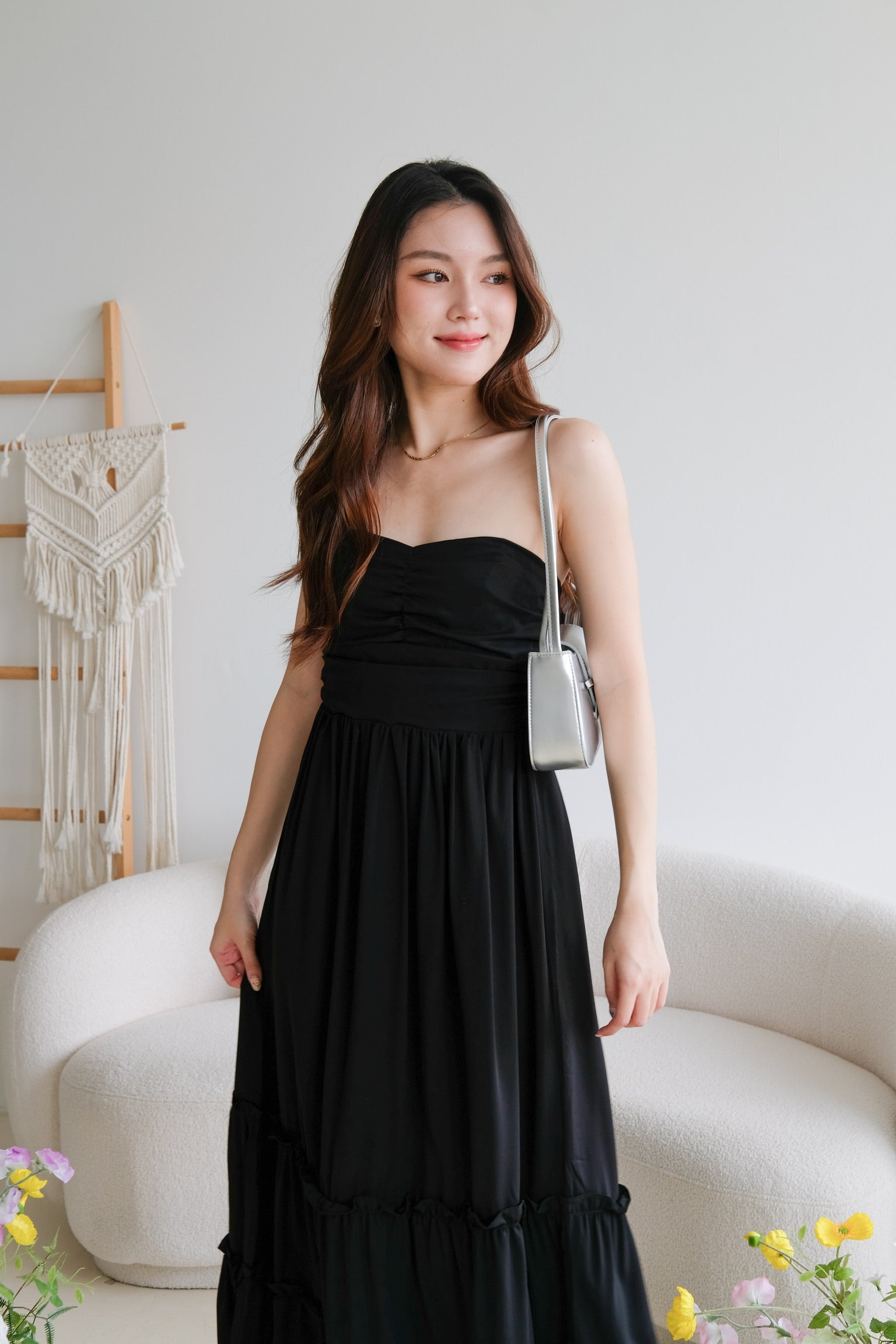 Anna Sweetheart Tube Maxi Dress (Black)