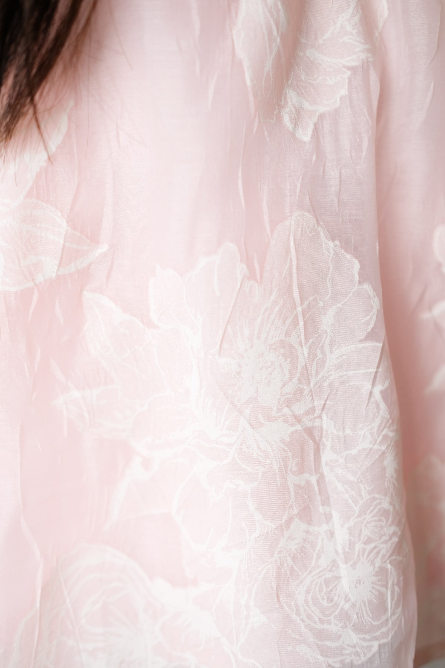 Chu Ran Floral Organza Cheongsam Top (Light Pink)