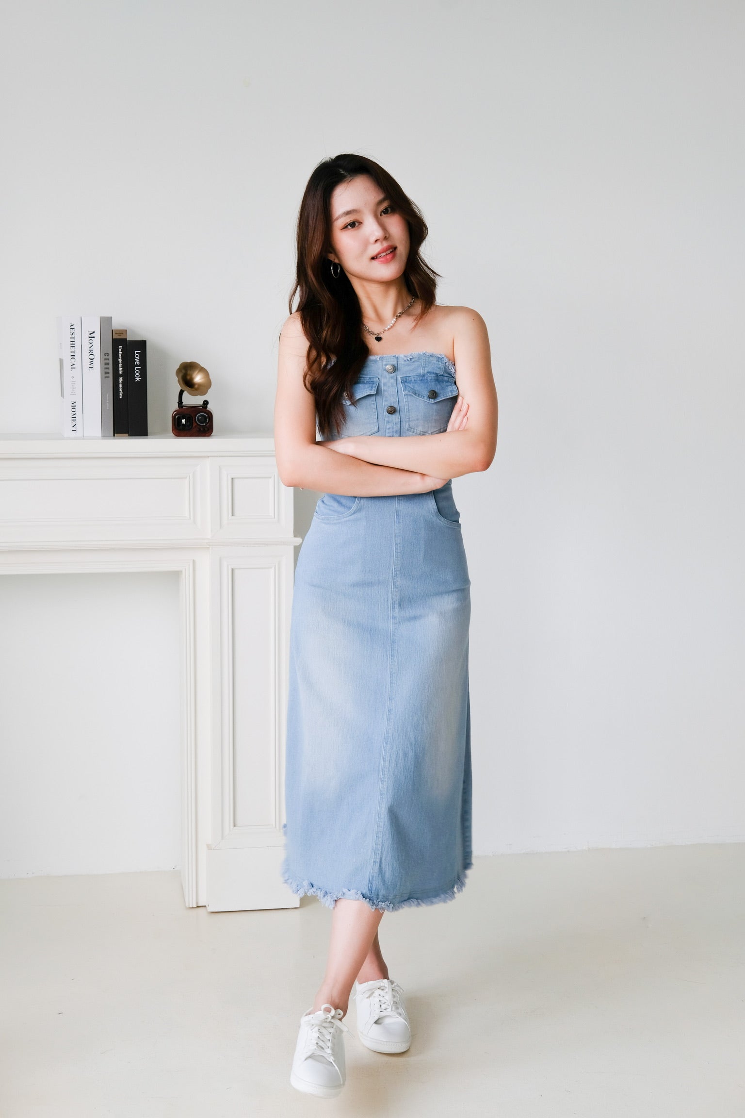 Altitude Denim Tube Maxi Dress (Light Wash)