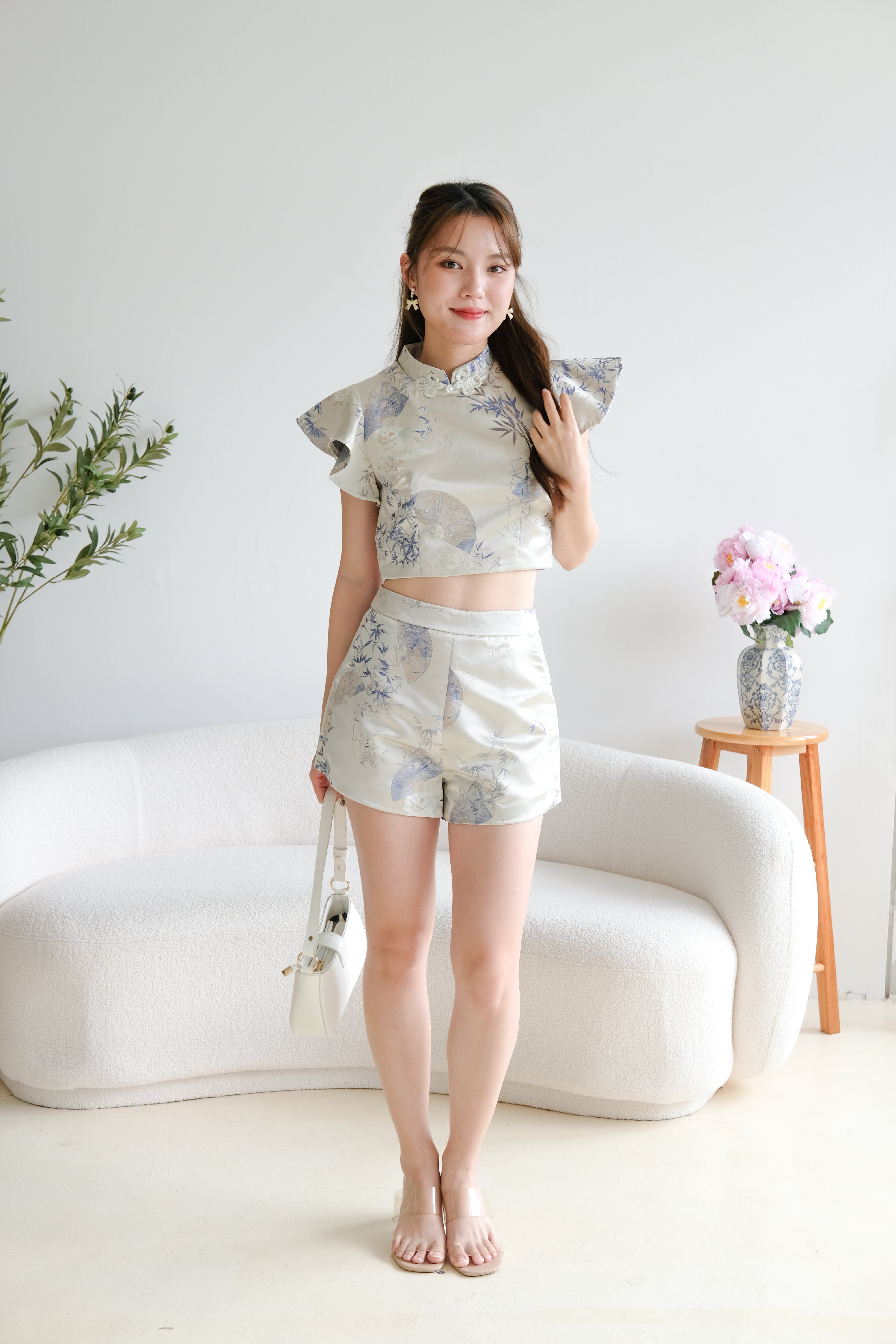 An Qi Cheongsam Set (Salt Blue)