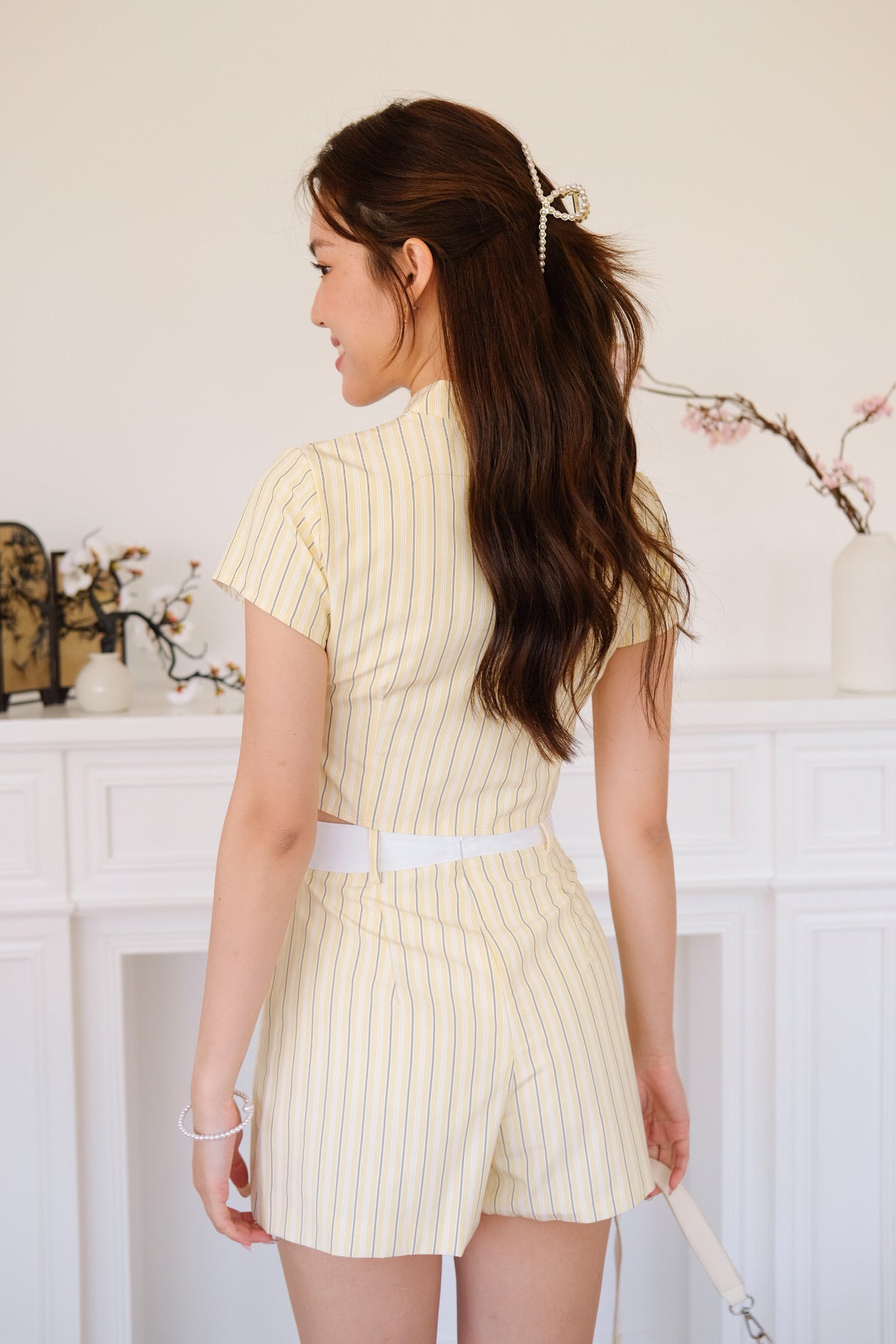 Jane Striped Cheongsam Set (Yellow)