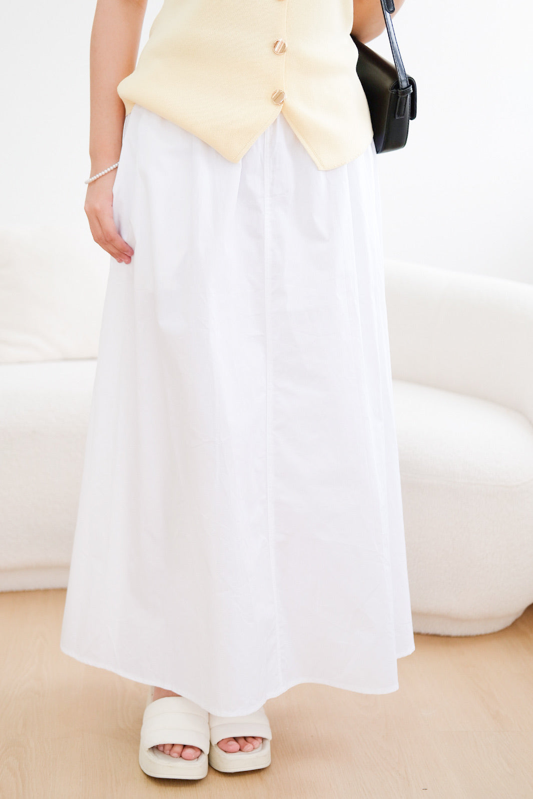 White Pockets Maxi Skirt