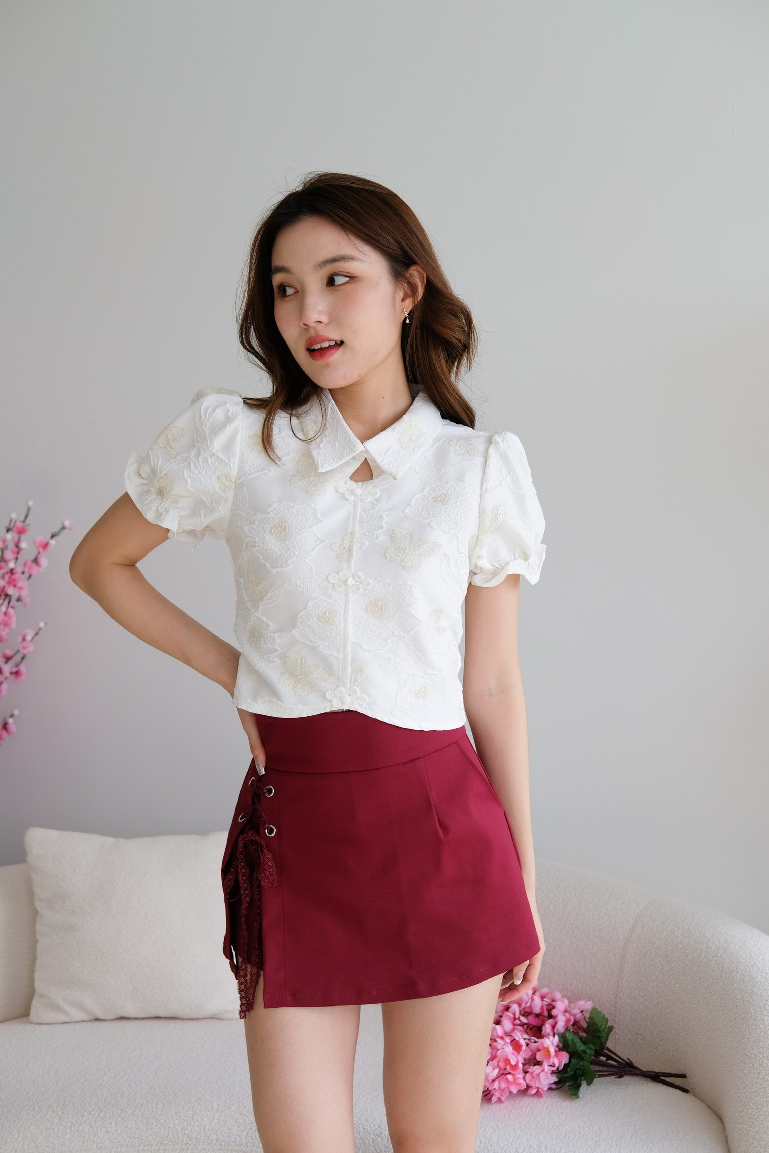 Juwei Side Slit Skort (Wine)