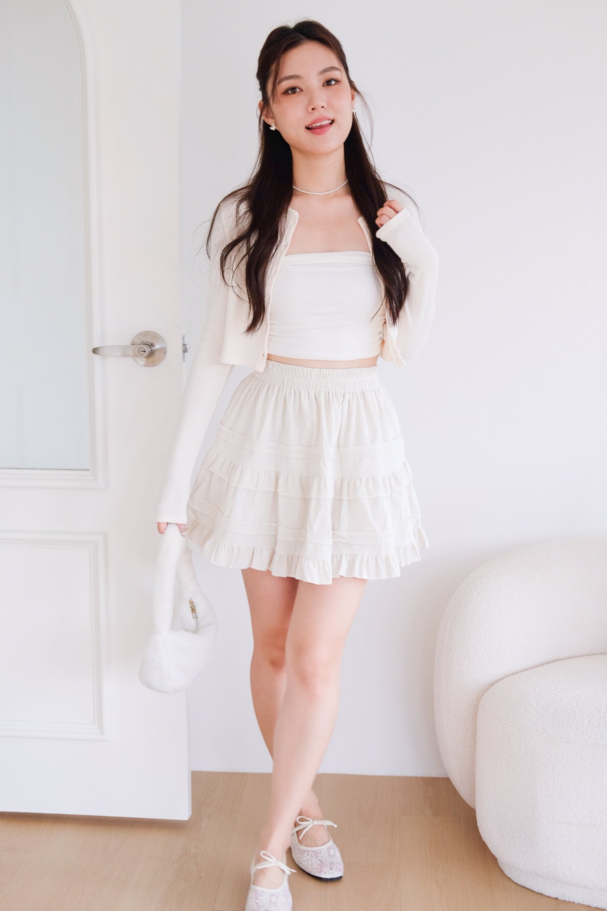 Danielle Cropped Cardigan (Cream)