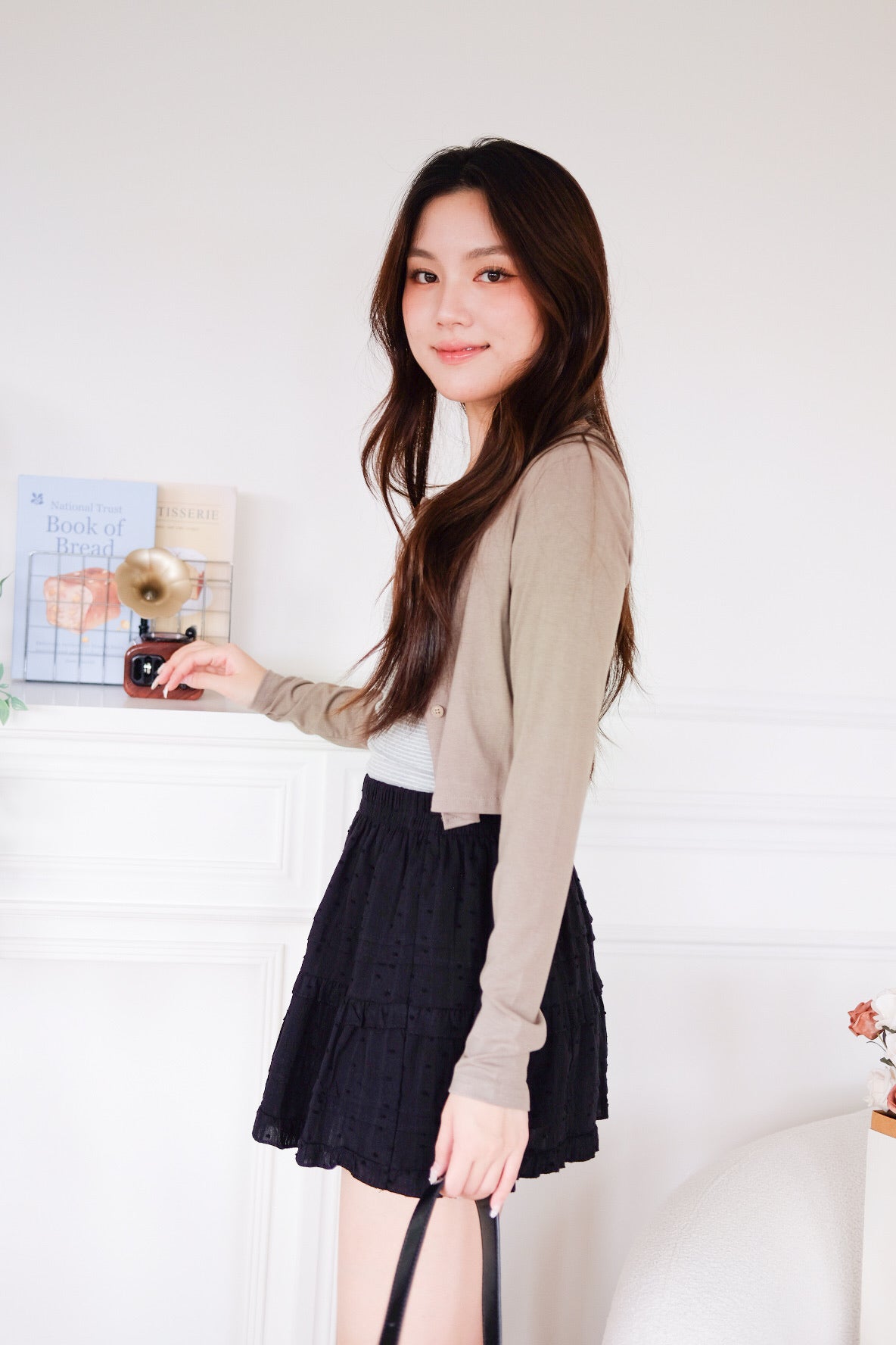 Isla Button Cardigan (Smoky Green)