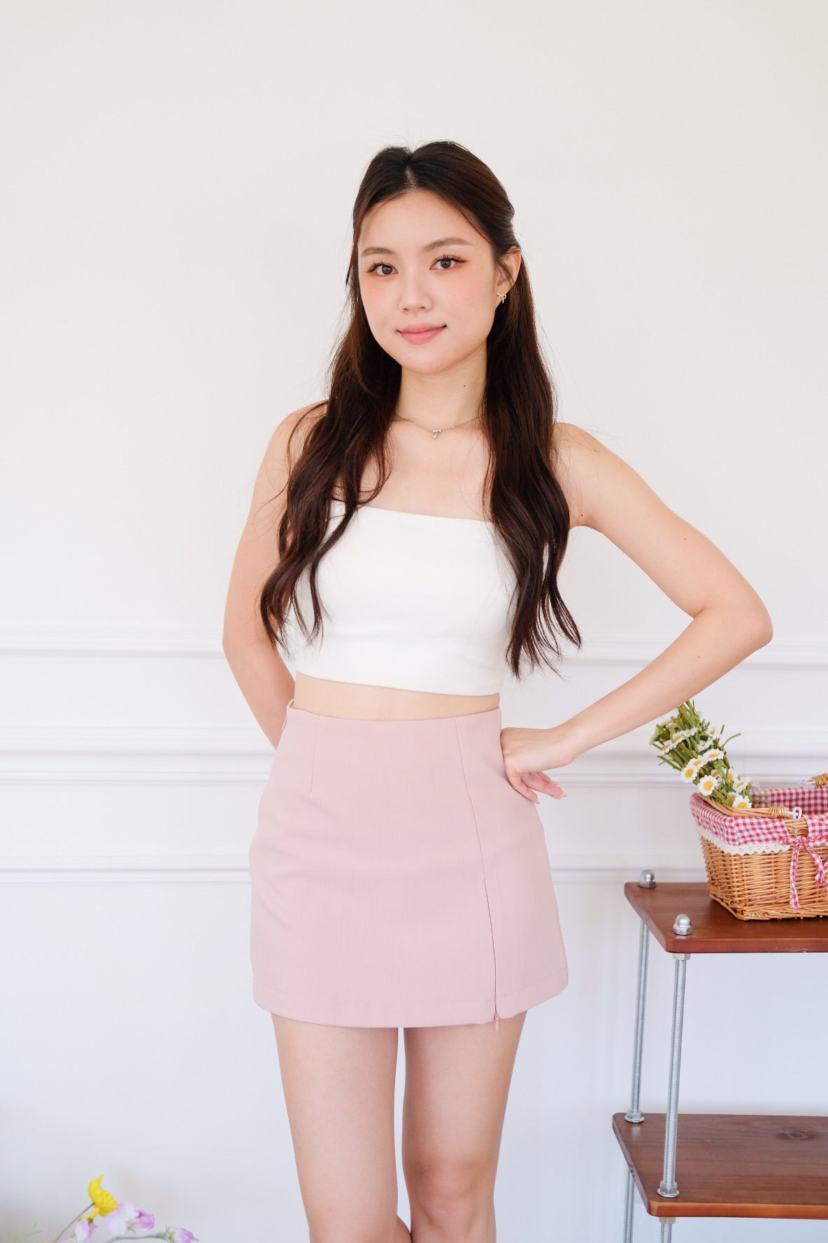Shanell Basic Side Slit Skorts (Blush Pink)