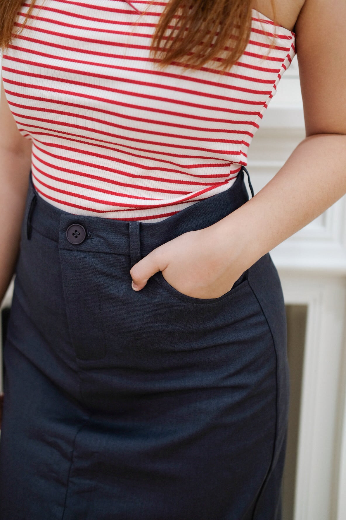 Dark Grey A Line Maxi Skirt