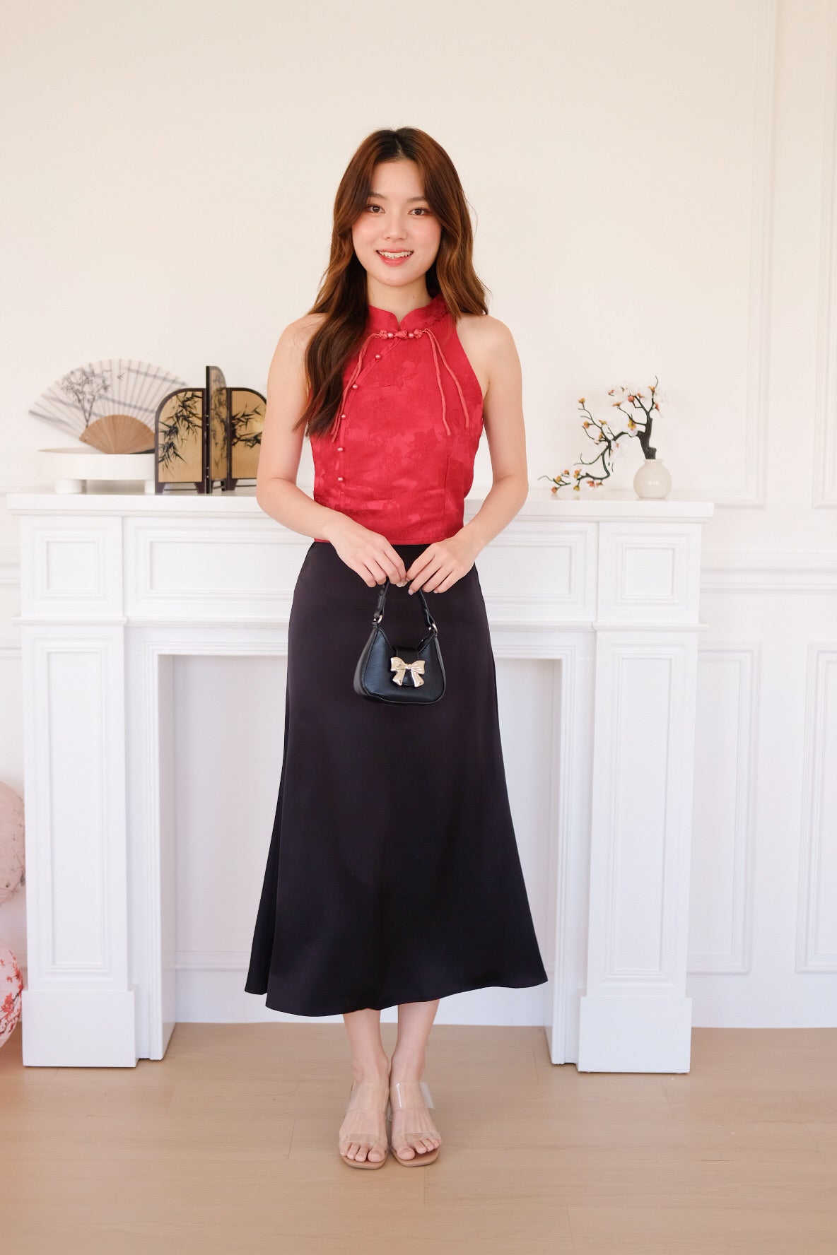 吉雅 Gia Halter Cheongsam Crop Top (Red)