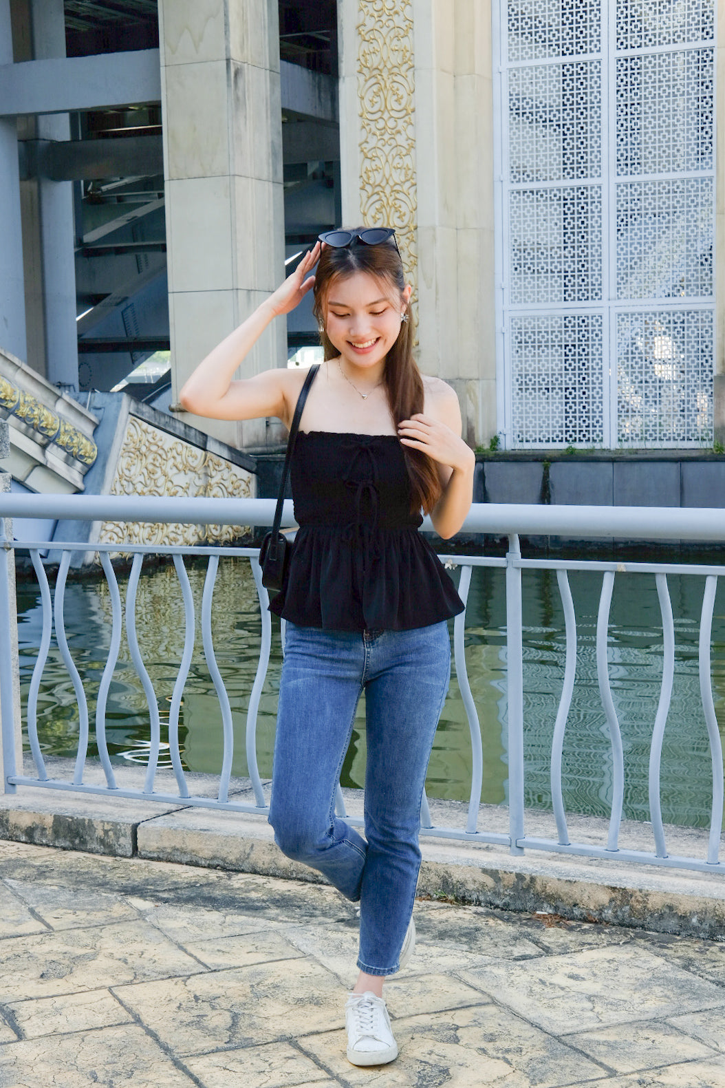Althea Smocked Bow Tube Top (Black)