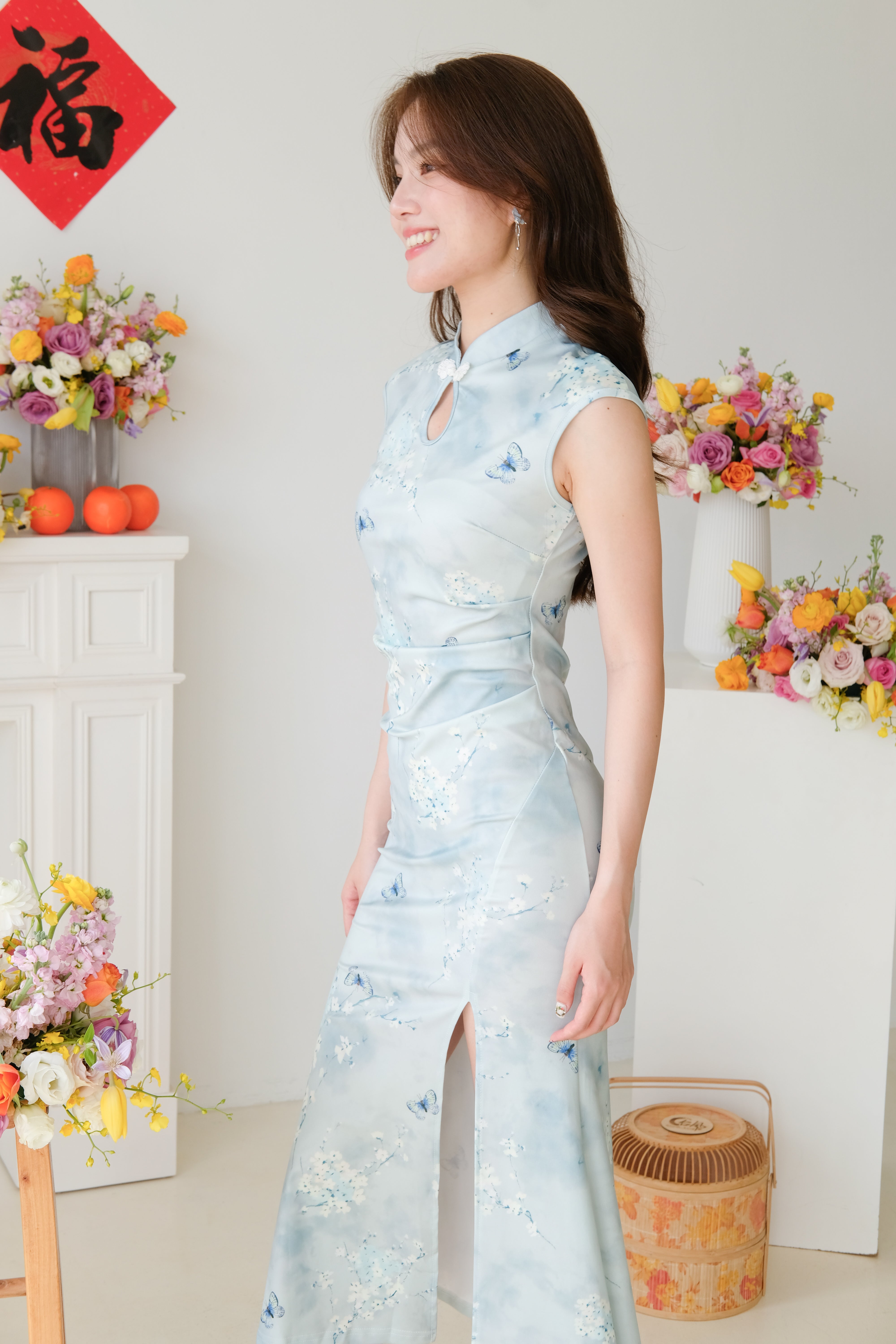 Fang Floral Mermaid Cheongsam (Ocean Blue)