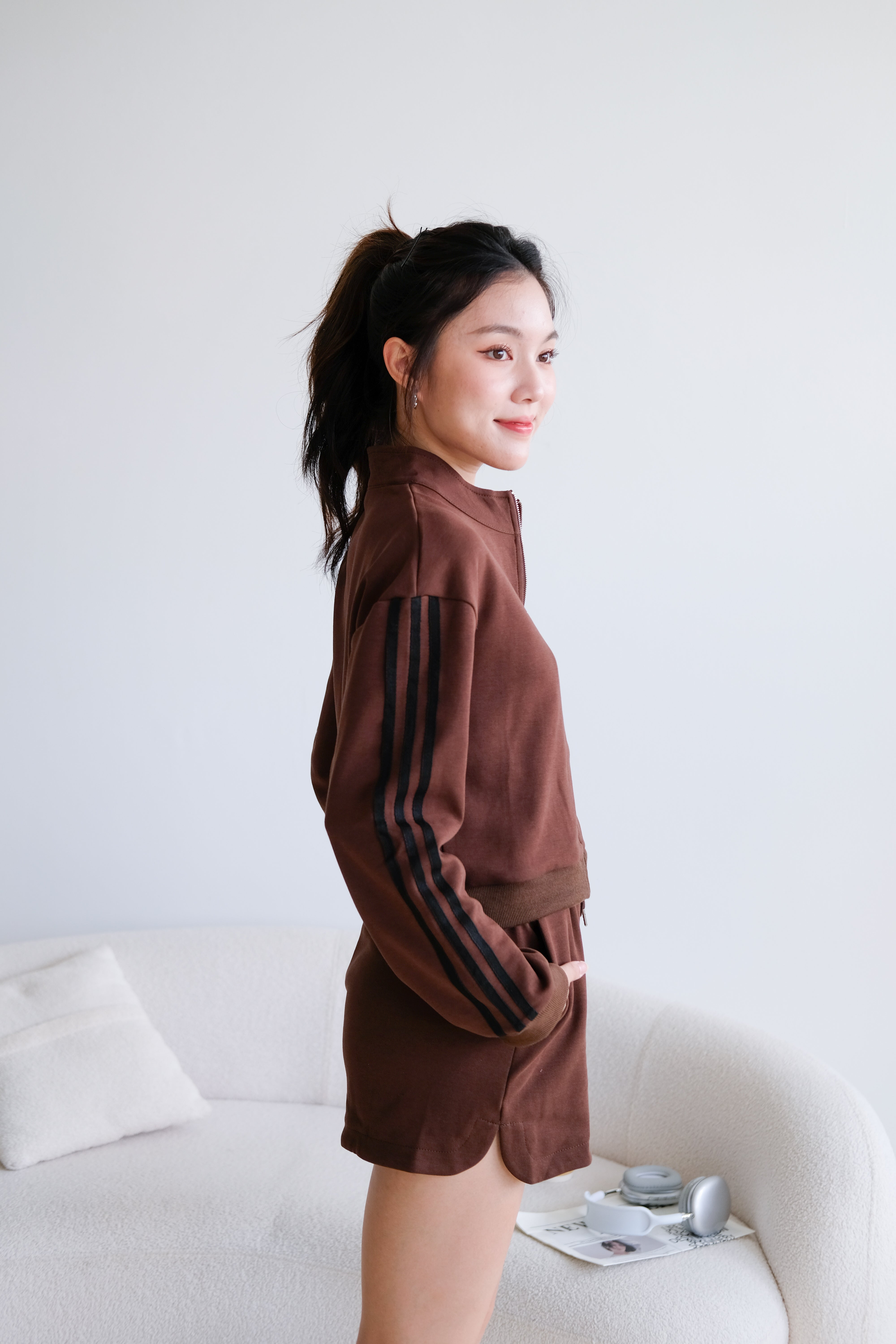 Day Off Stripes Lounge Set (Mocha)