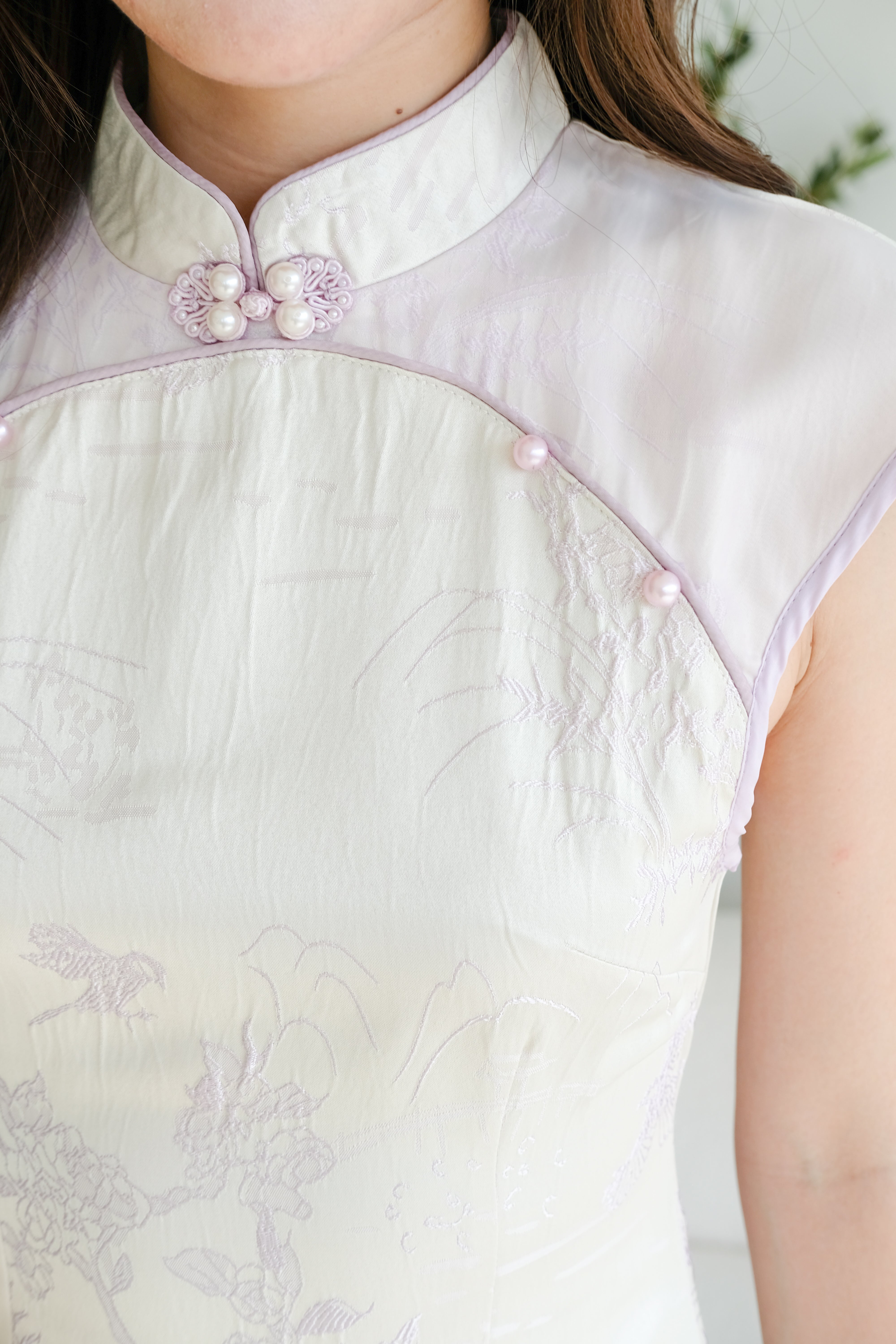 Meng Yao Floral Cheongsam (Lavender Purple)