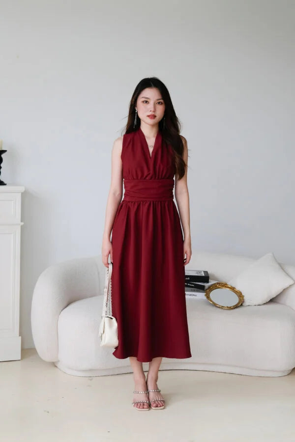 Katrina Formal Dinner Maxi Dress (Maroon)