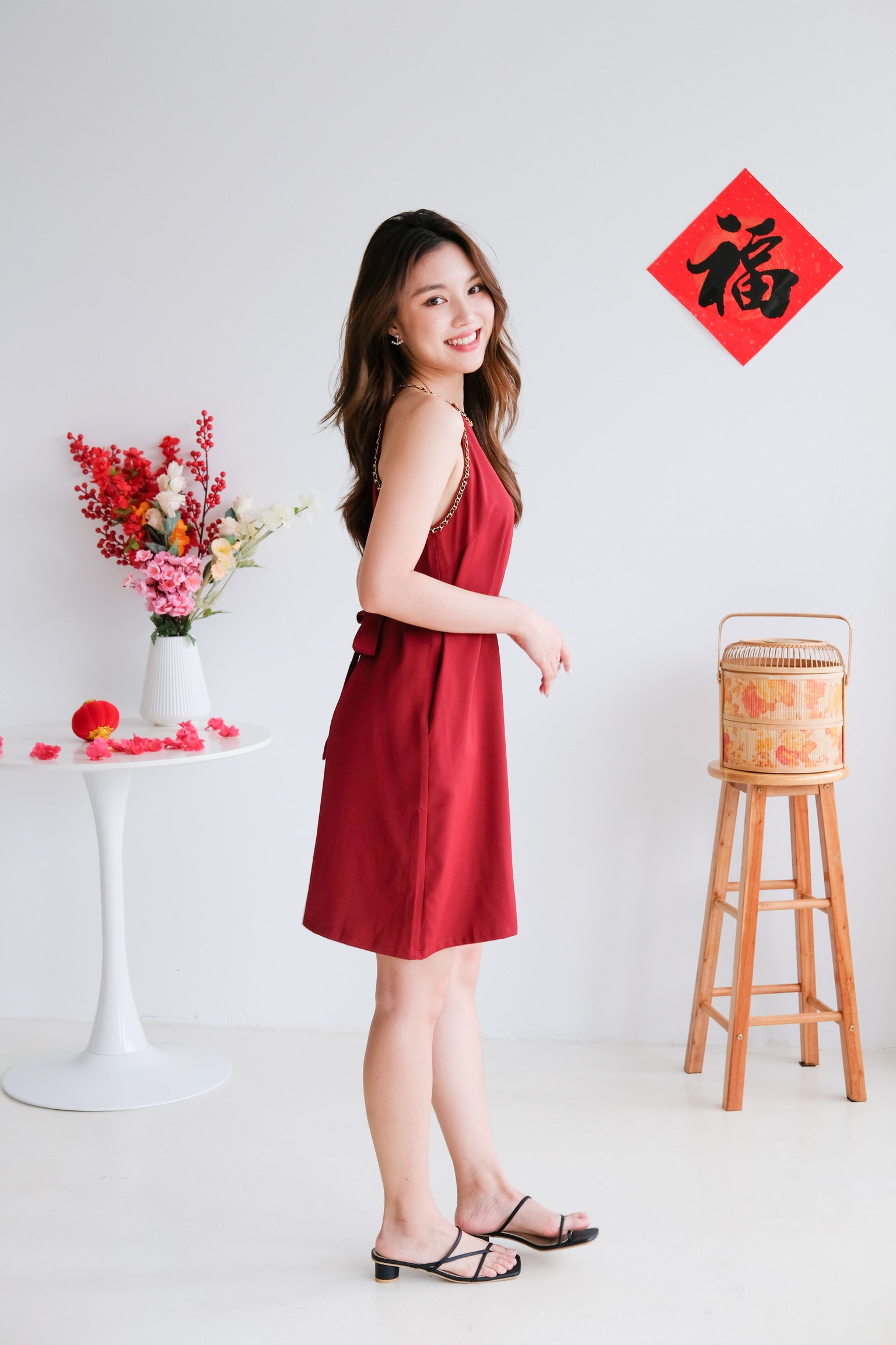 Raine Halter Loose Dress (Wine)